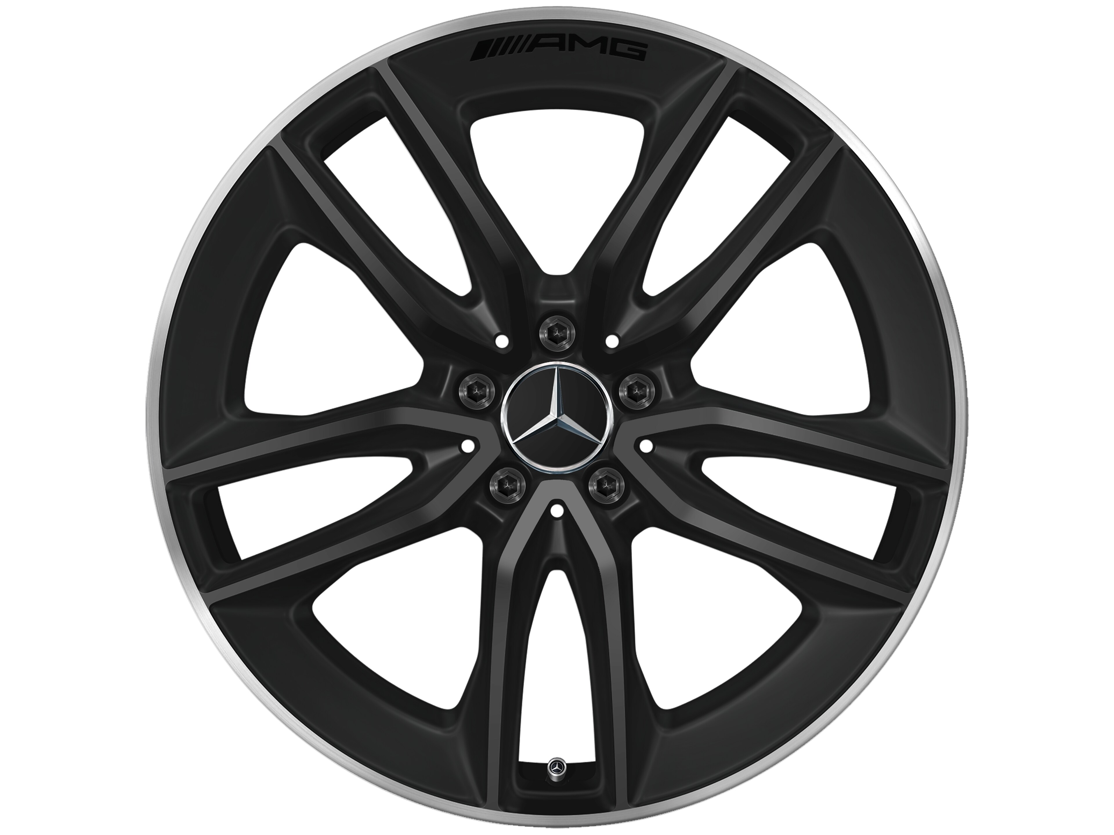 AMG 5-twin-spoke wheel, 50.8 cm (20-inch), High-sheen rim flange - 8 J x 20 ET 20, matt black, high-sheen rim flange