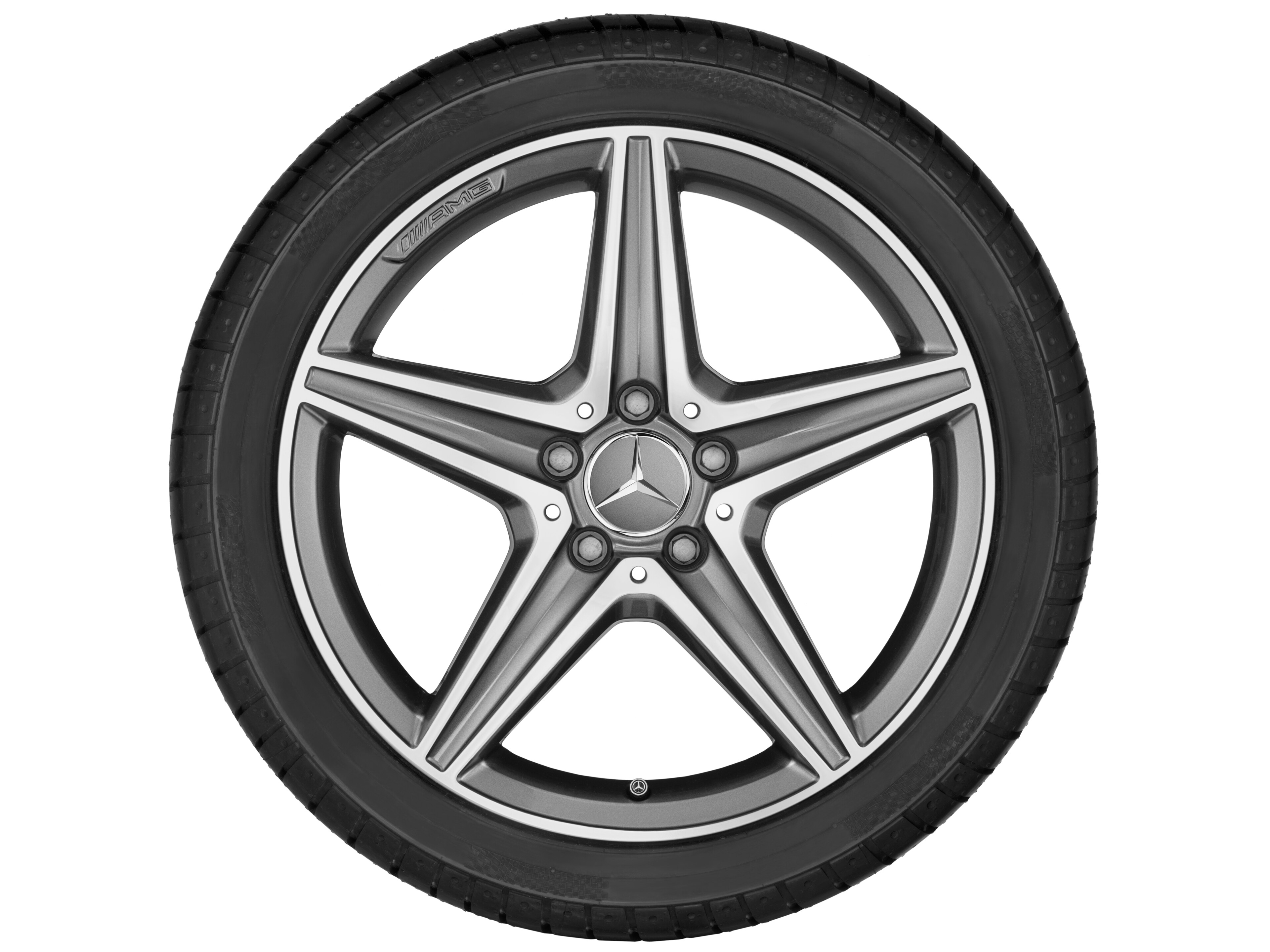AMG 5-spoke wheel, 45.7 cm (18-inch) - 8 J x 18 ET 43, titanium grey, high-sheen