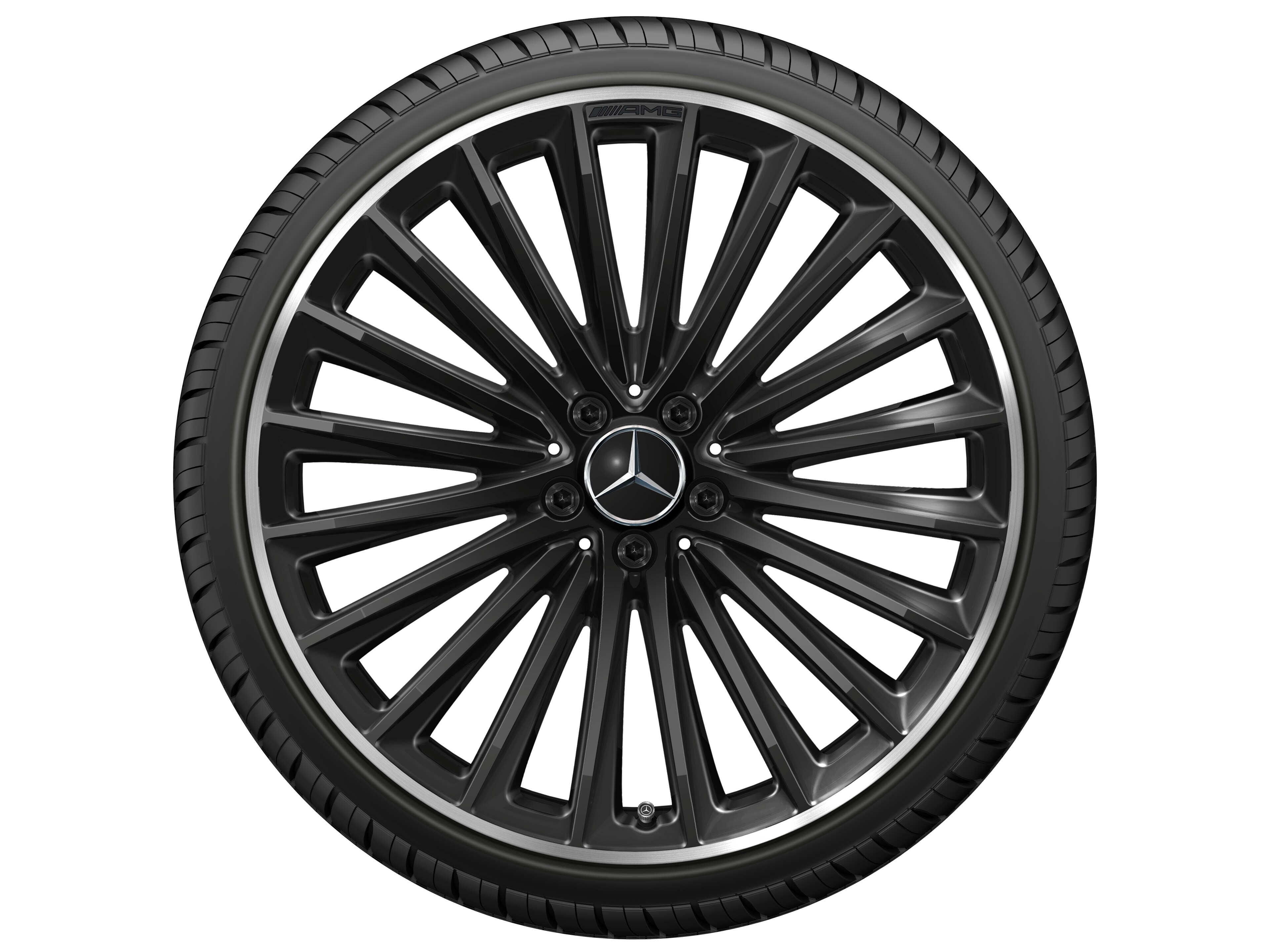 AMG multi-spoke wheel, 53.3 cm (21-inch), High-sheen rim flange - 10 J x 21 ET 66, black, high-sheen rim flange