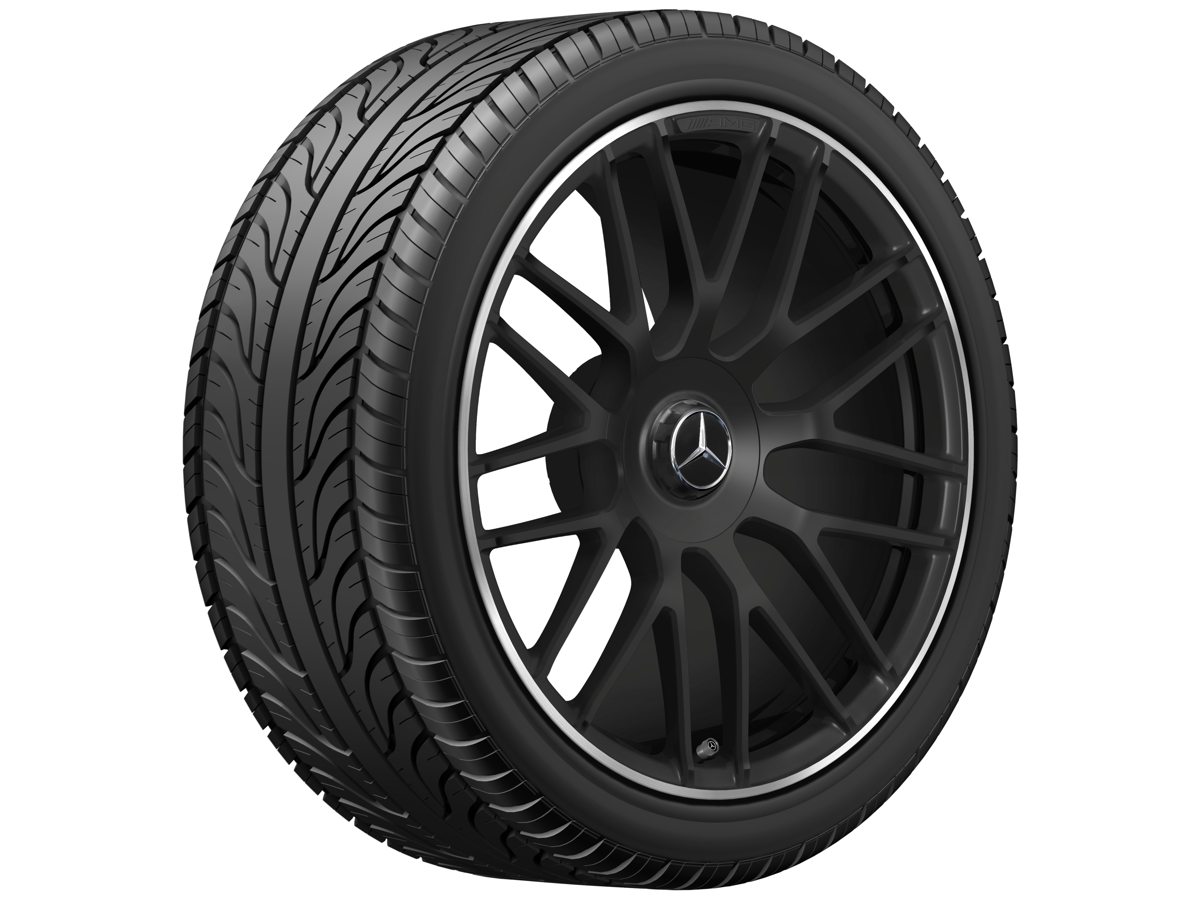 AMG forged wheel in cross-spoke design, 48.3 cm (19-inch), High-sheen rim flange - 8,5 J x 19 ET 38, matt black, high-sheen rim flange
