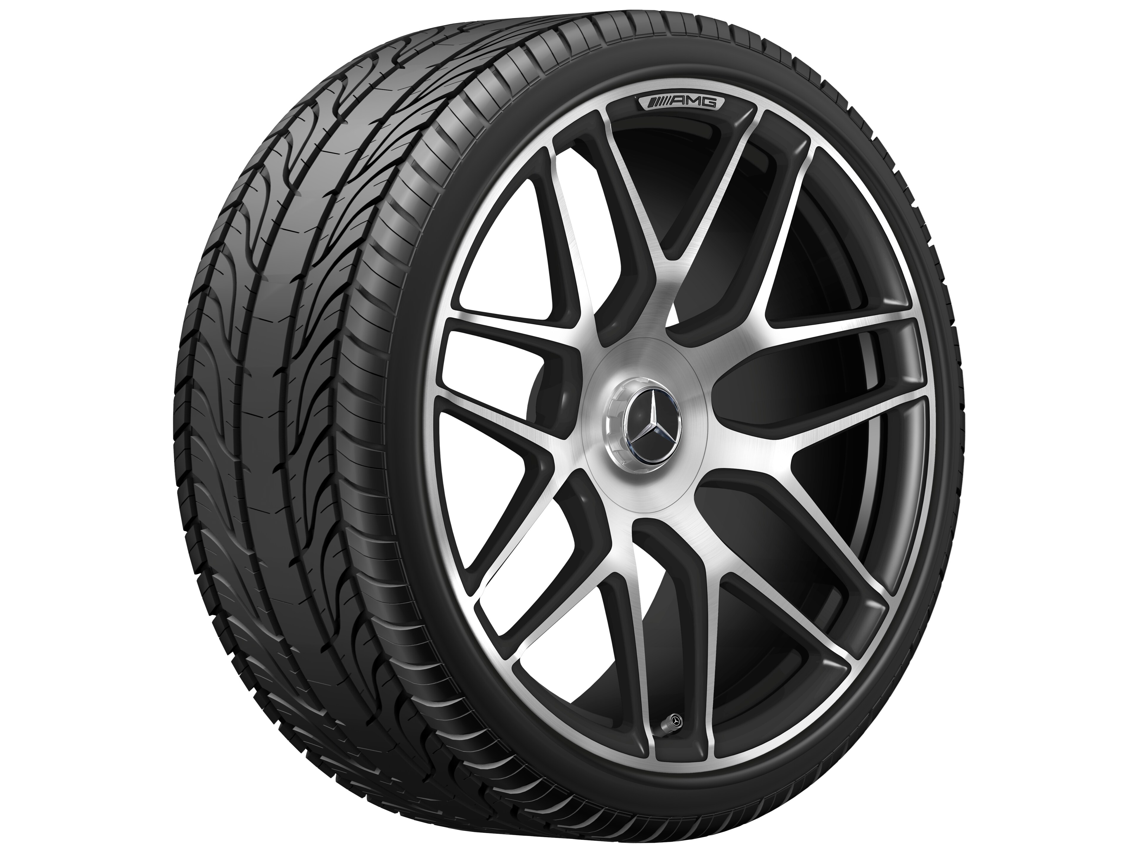 AMG forged wheel in cross-spoke design, 53.3 cm (21-inch) - 11,5 J x 21 ET 30, matt black, high-sheen
