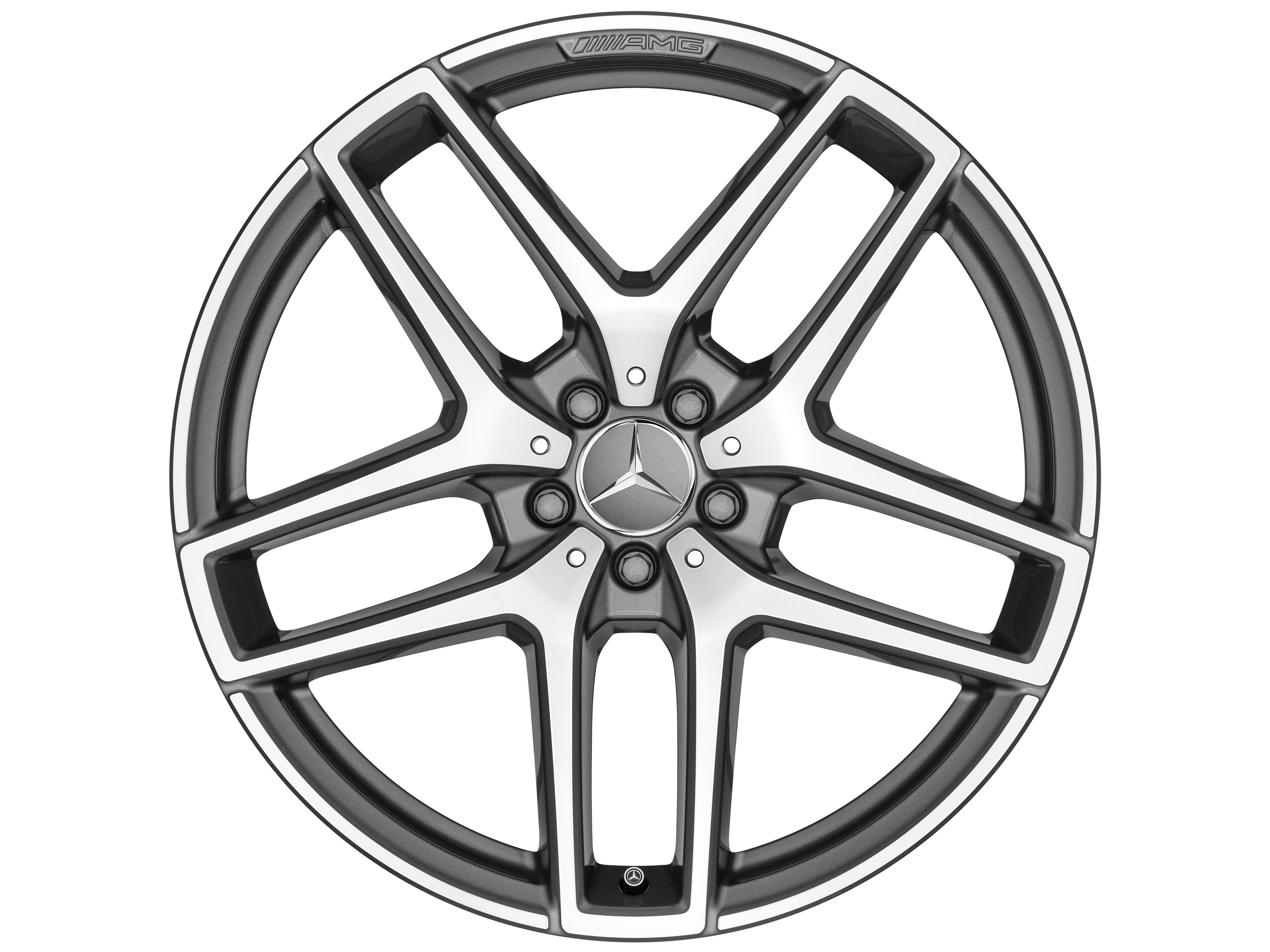 AMG 5-twin-spoke wheel, 48.3 cm (19-inch) - 8 J x 19 ET 38, titanium grey, high-sheen