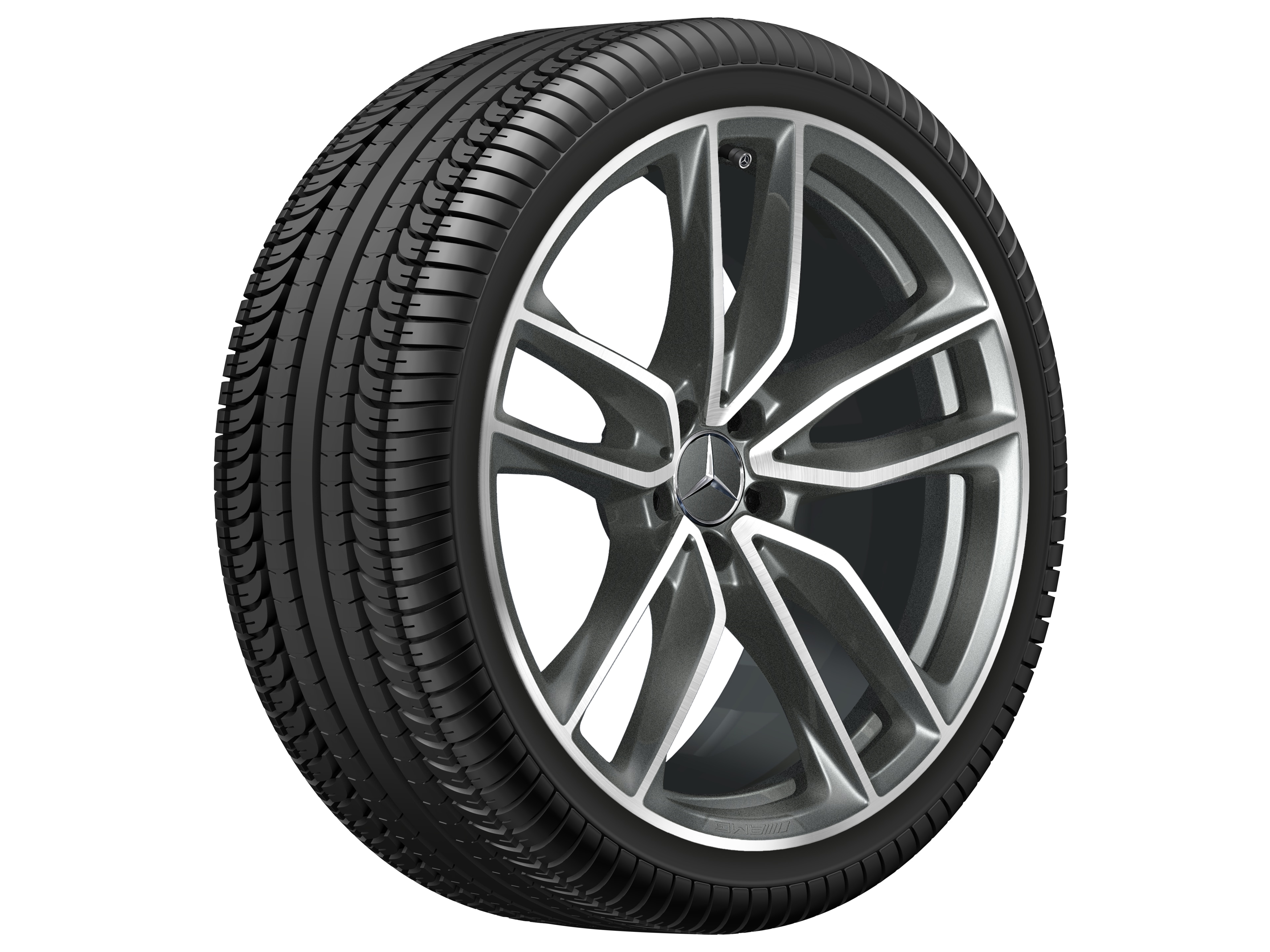 AMG 5-twin-spoke wheel, 53.3 cm (21-inch) - 10 J x 21 ET 28, titanium grey, high-sheen