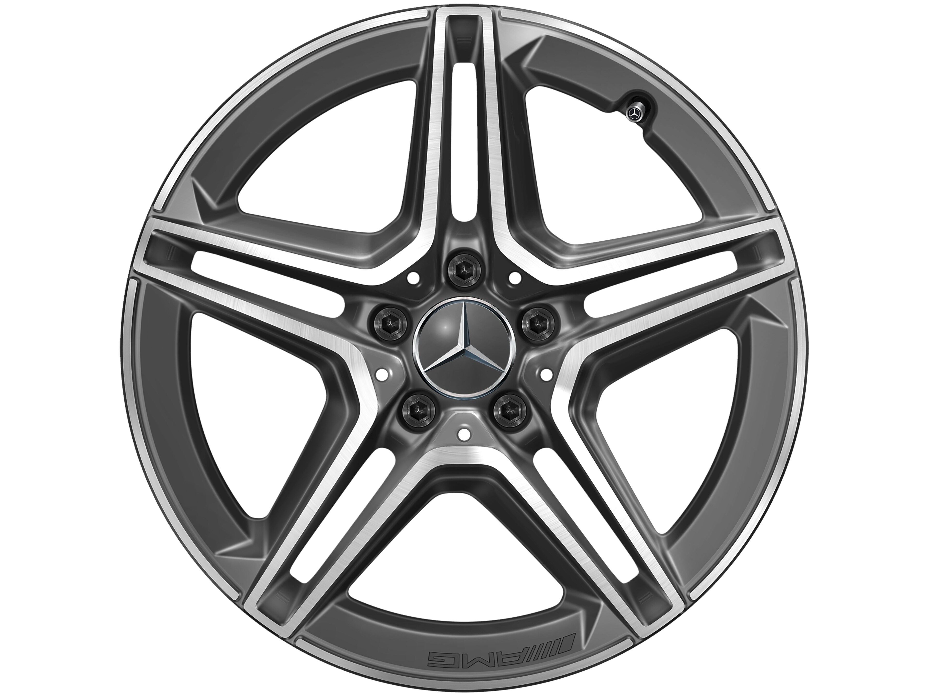AMG 5-twin-spoke wheel, 45.7 cm (18-inch) - 9 J x 18 ET 49, tantalite grey, high-sheen
