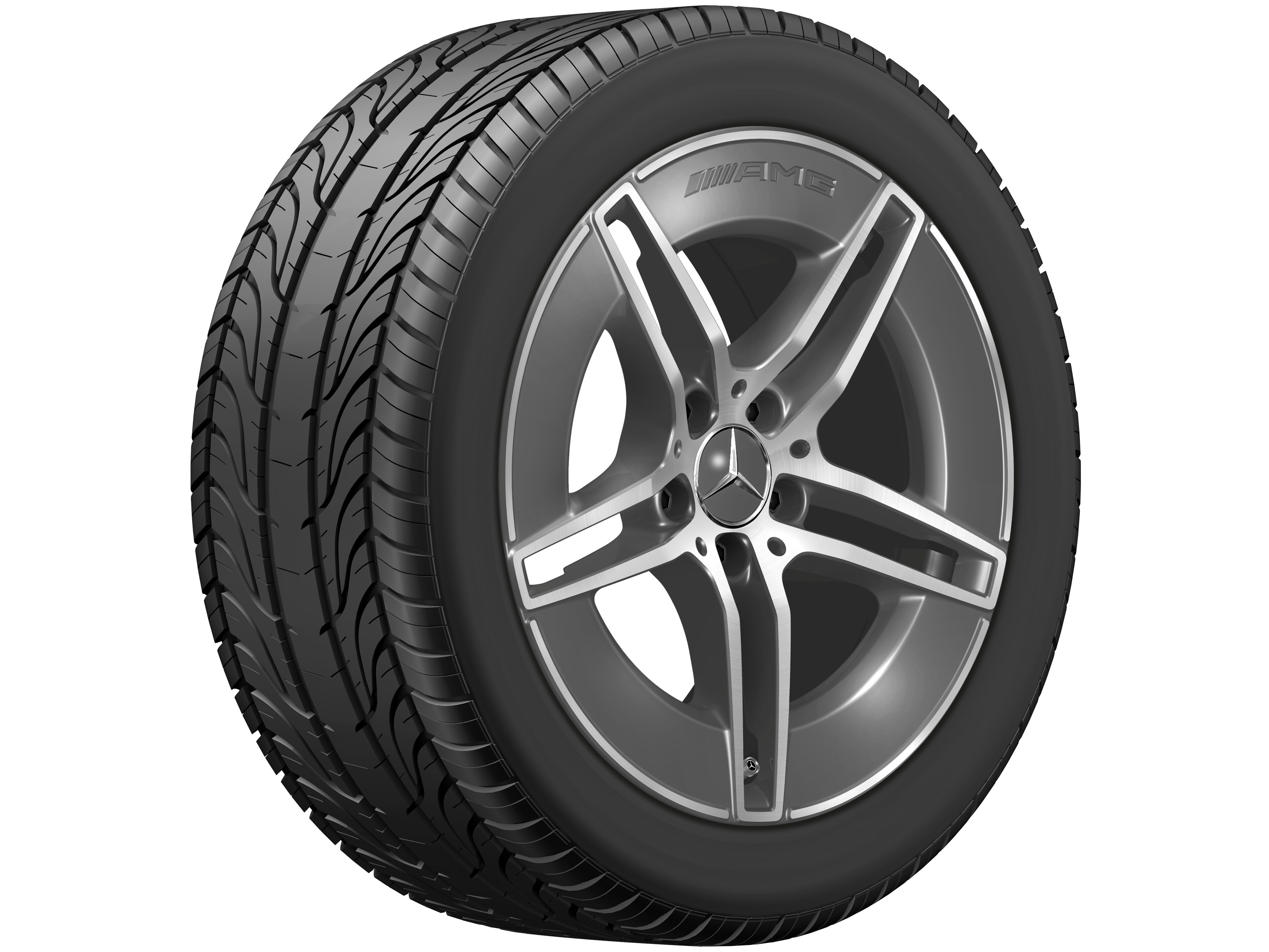 AMG 5-twin-spoke wheel, 45.7 cm (18-inch) - 9 J x 18 ET 60,5, tantalite grey, high-sheen