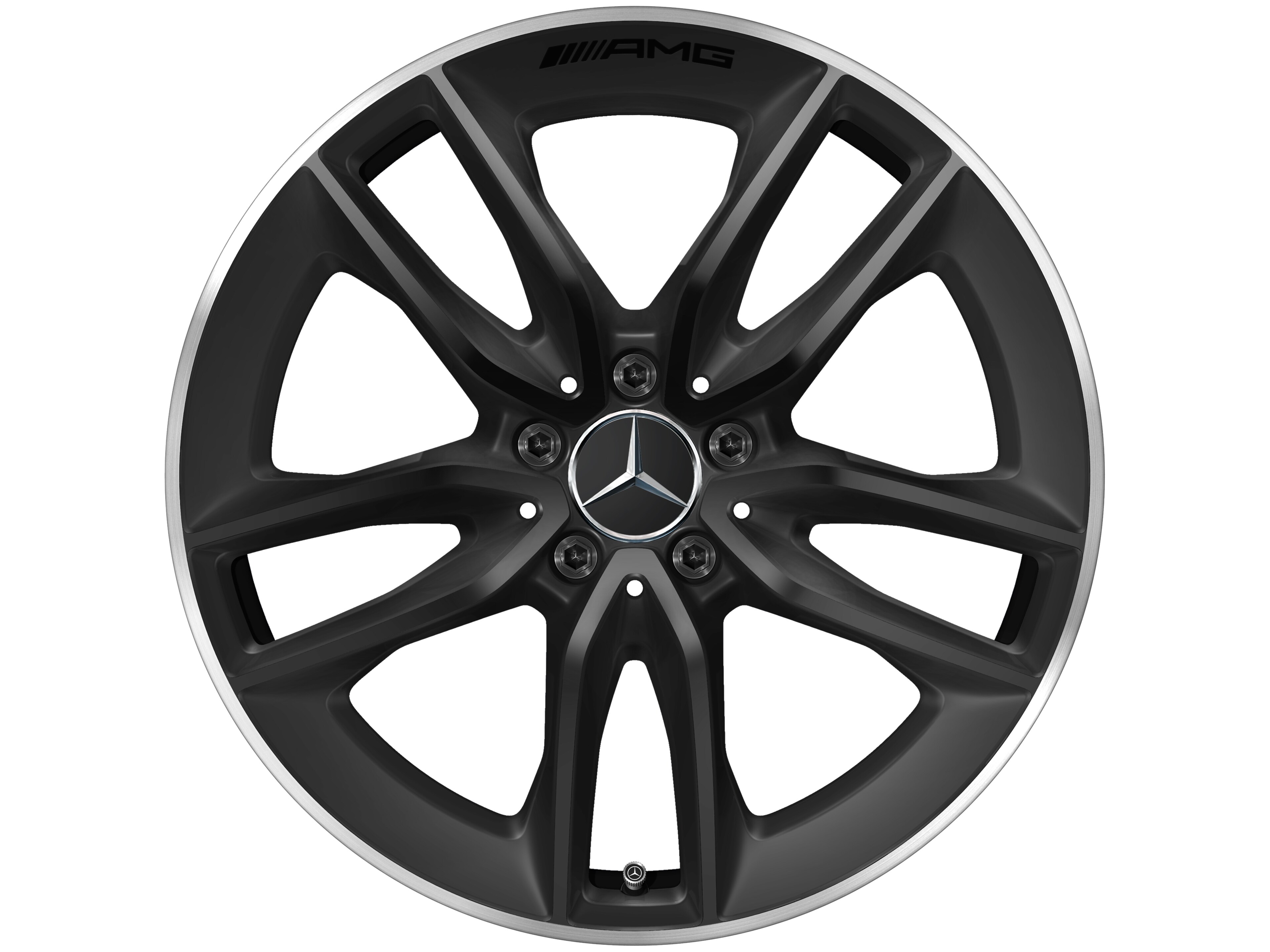 AMG 5-twin-spoke wheel, 48.3 cm (19-inch), High-sheen rim flange - 11 J x 19 ET 17, matt black