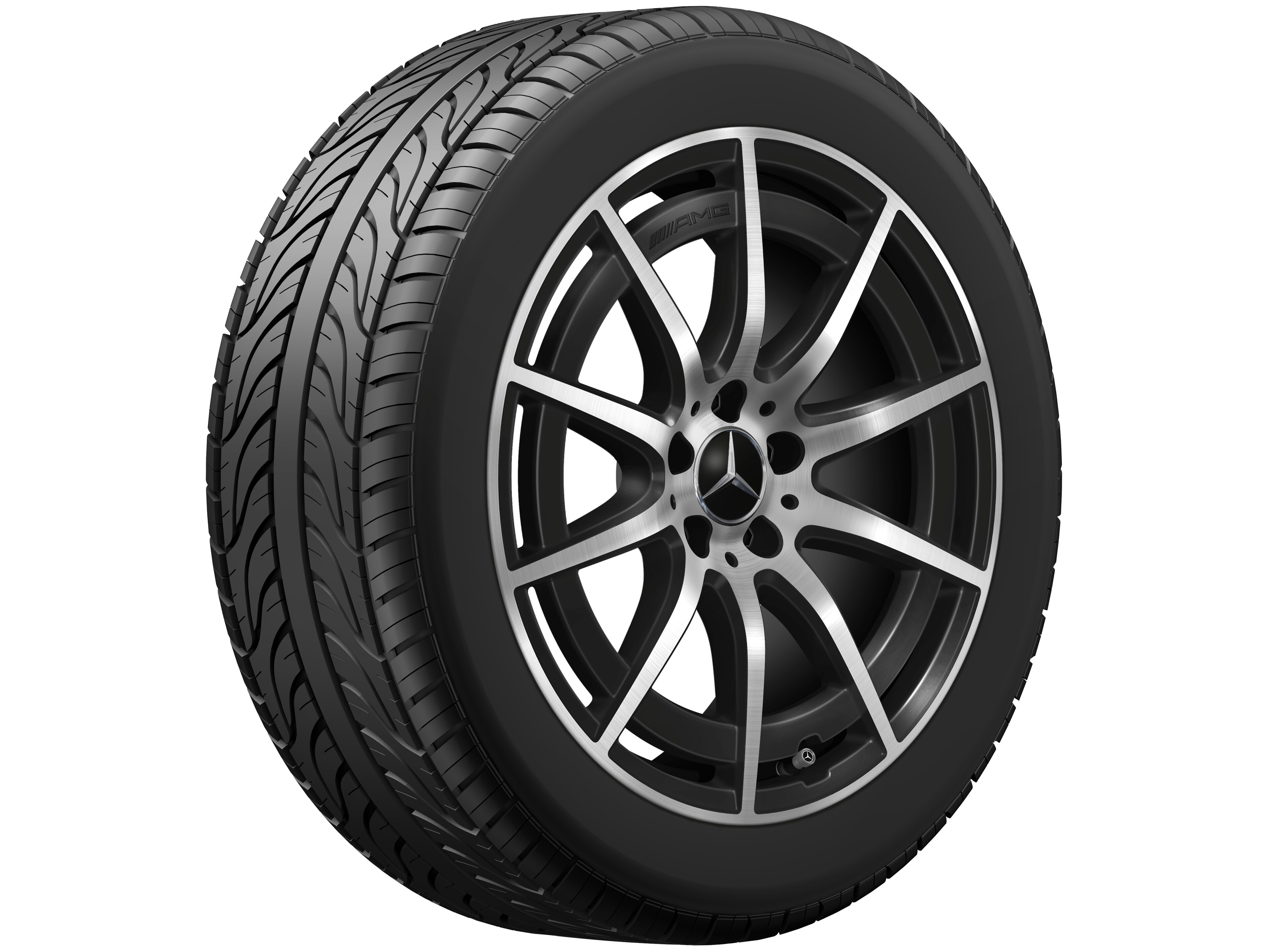 AMG 10-spoke wheel, 48.3 cm (19-inch) - 8 J x 19 ET 49, matt black, high-sheen