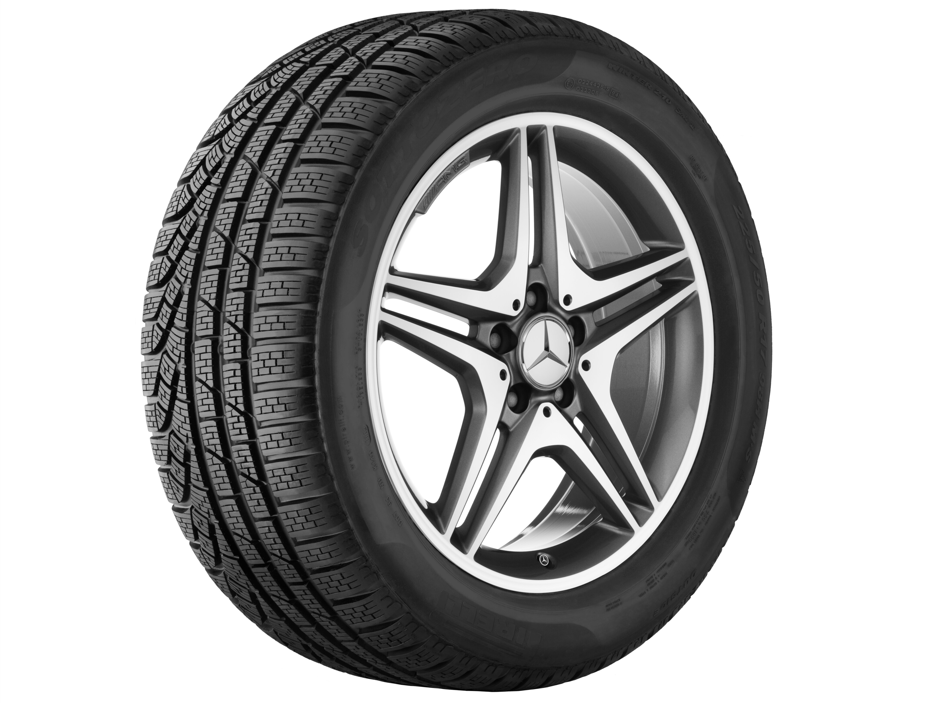 AMG 5-twin-spoke wheel, 45.7 cm (18-inch) - 7,5 J x 18 ET 52, titanium grey, high-sheen