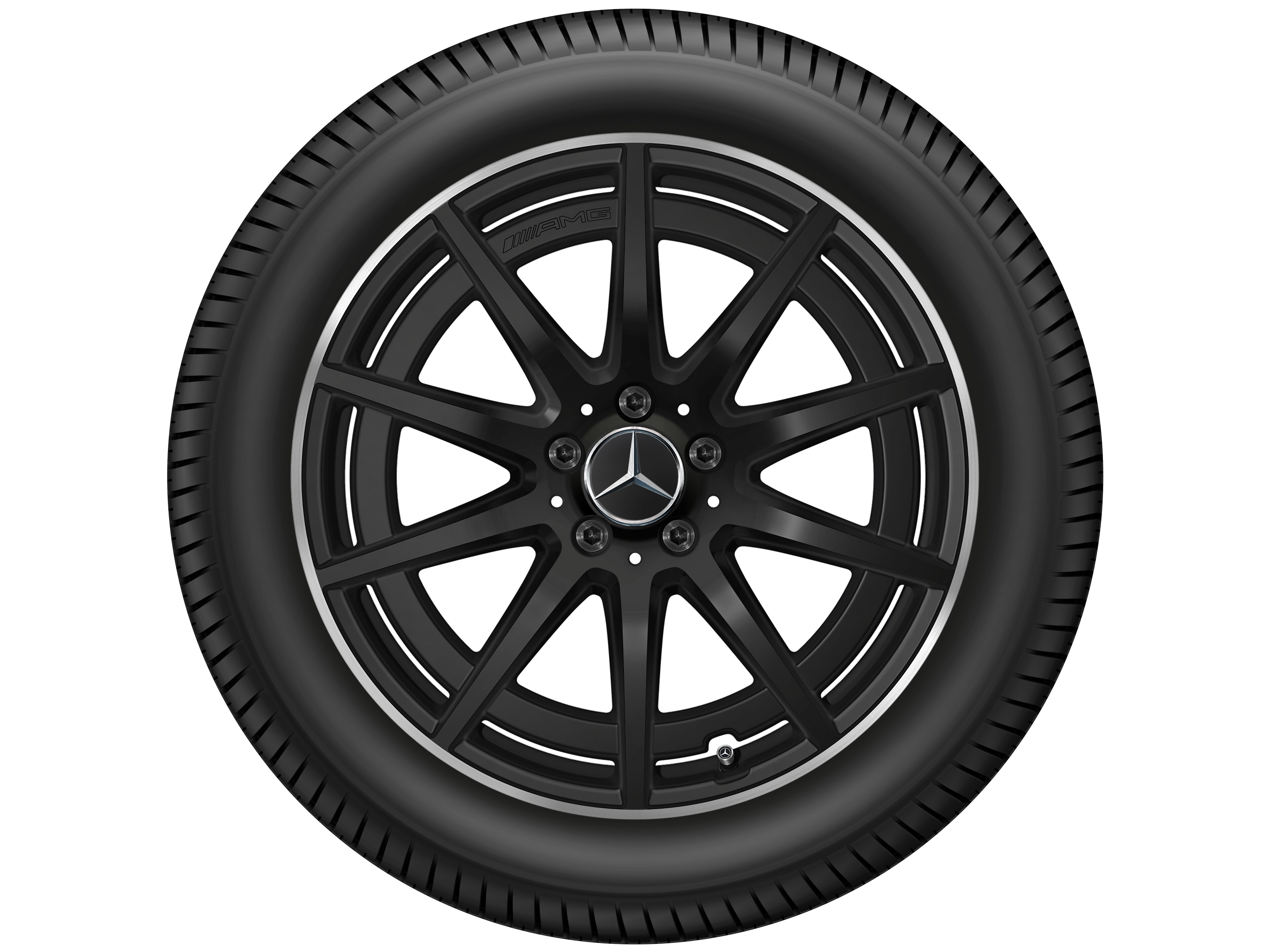 AMG 10-spoke wheel, 48.3 cm (19-inch), High-sheen rim flange - 8 J x 19 ET 49, matt black, high-sheen rim flange
