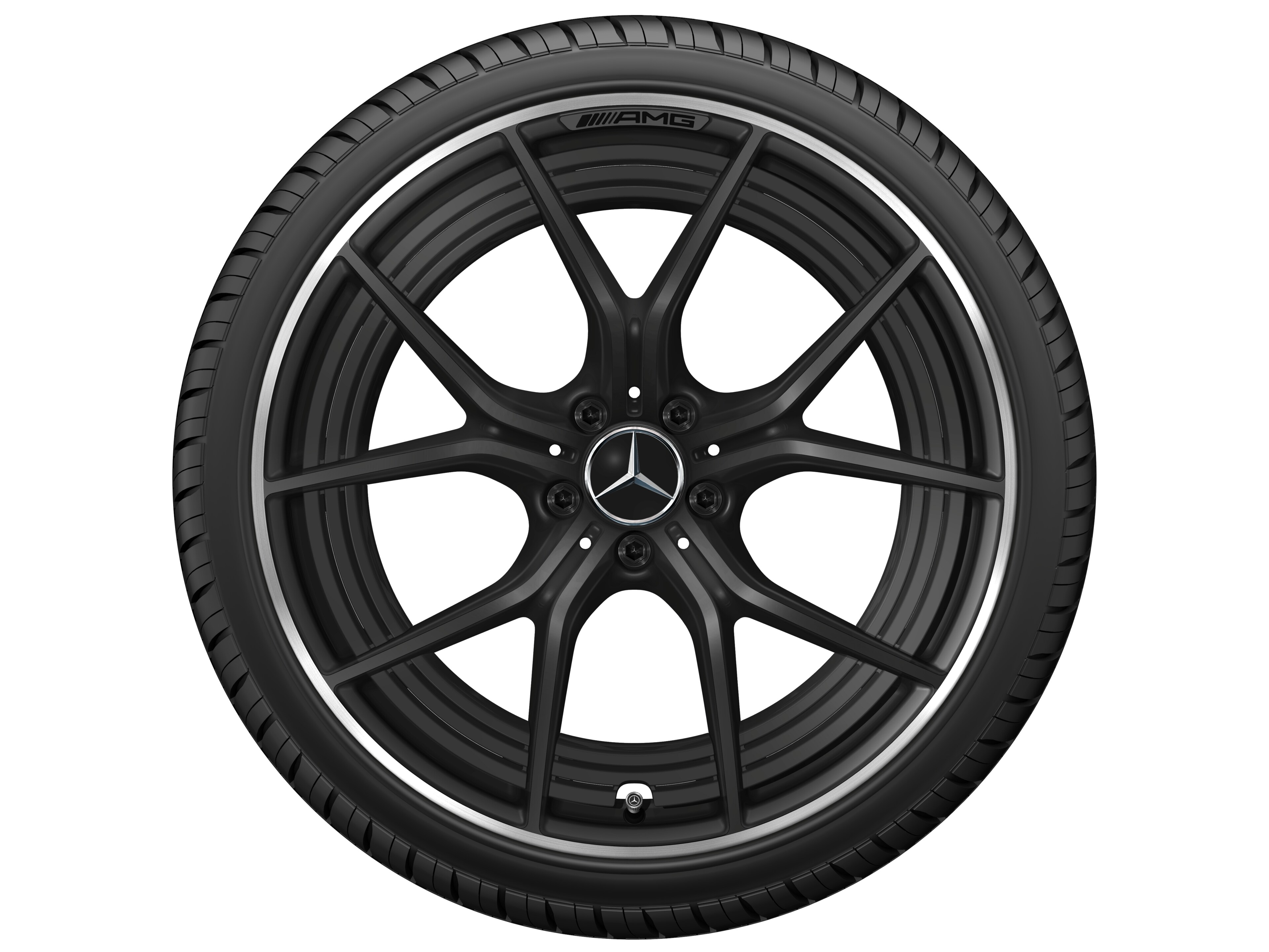 AMG forged wheel in cross-spoke design, 53.3 cm (21-inch), High-sheen rim flange - 11,5 J x 21 ET 30, matt black, high-sheen rim flange