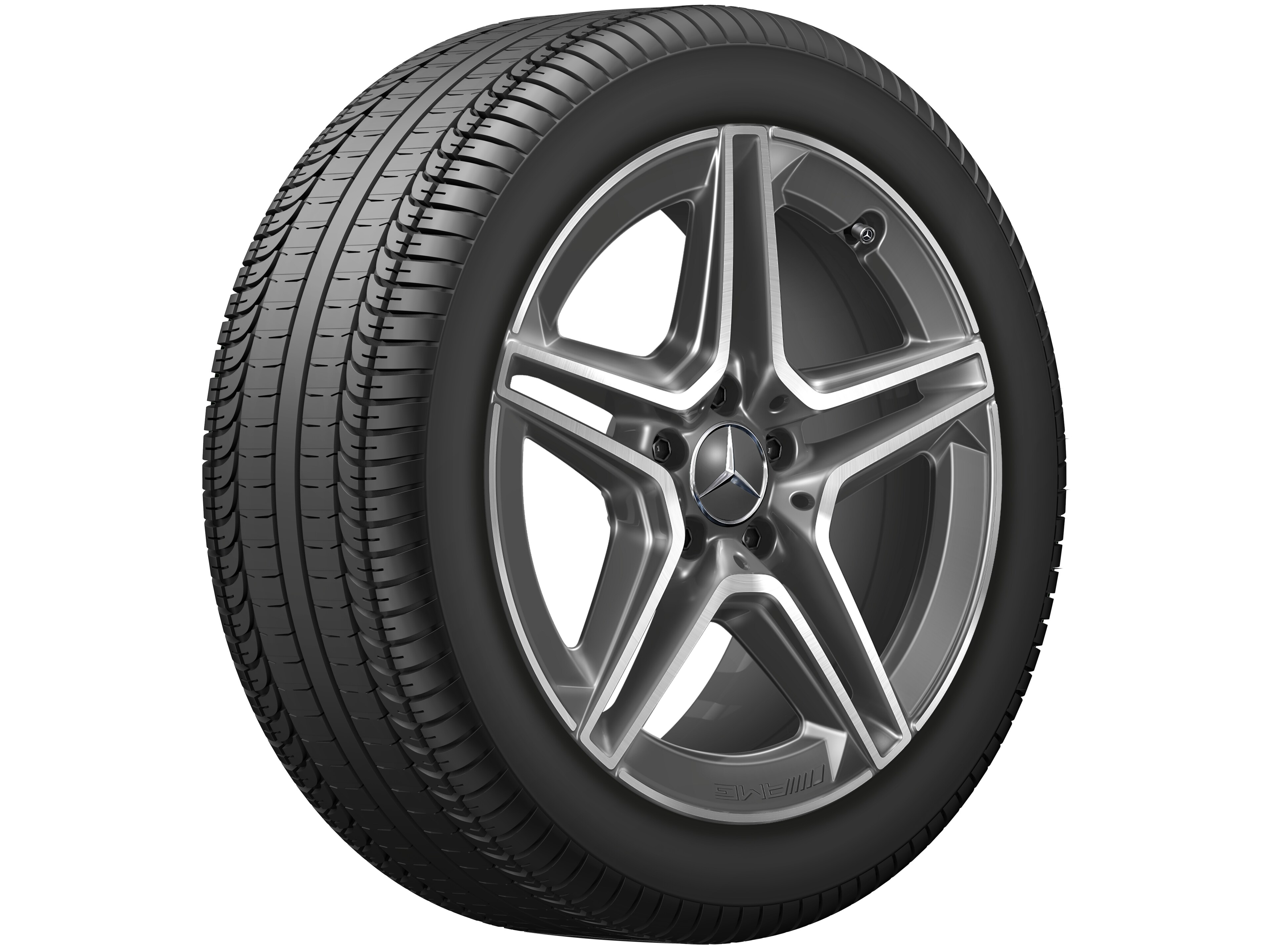 AMG 5-twin-spoke wheel, 45.7 cm (18-inch) - 9 J x 18 ET 49, tantalite grey, high-sheen