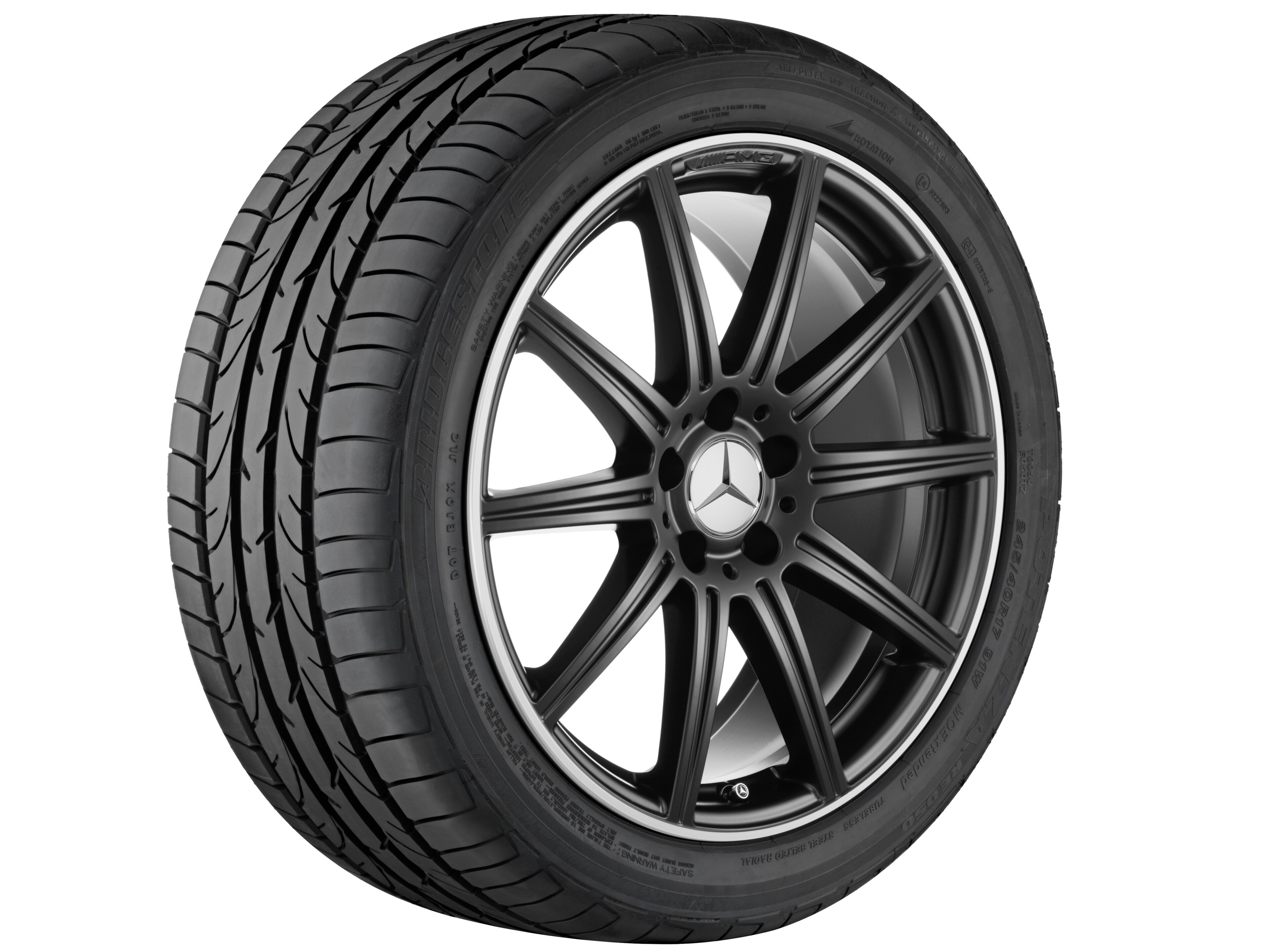 AMG 10-spoke wheel, 48.3 cm (19-inch), High-sheen rim flange - 10 J x 19 ET 47, matt black, high-sheen
