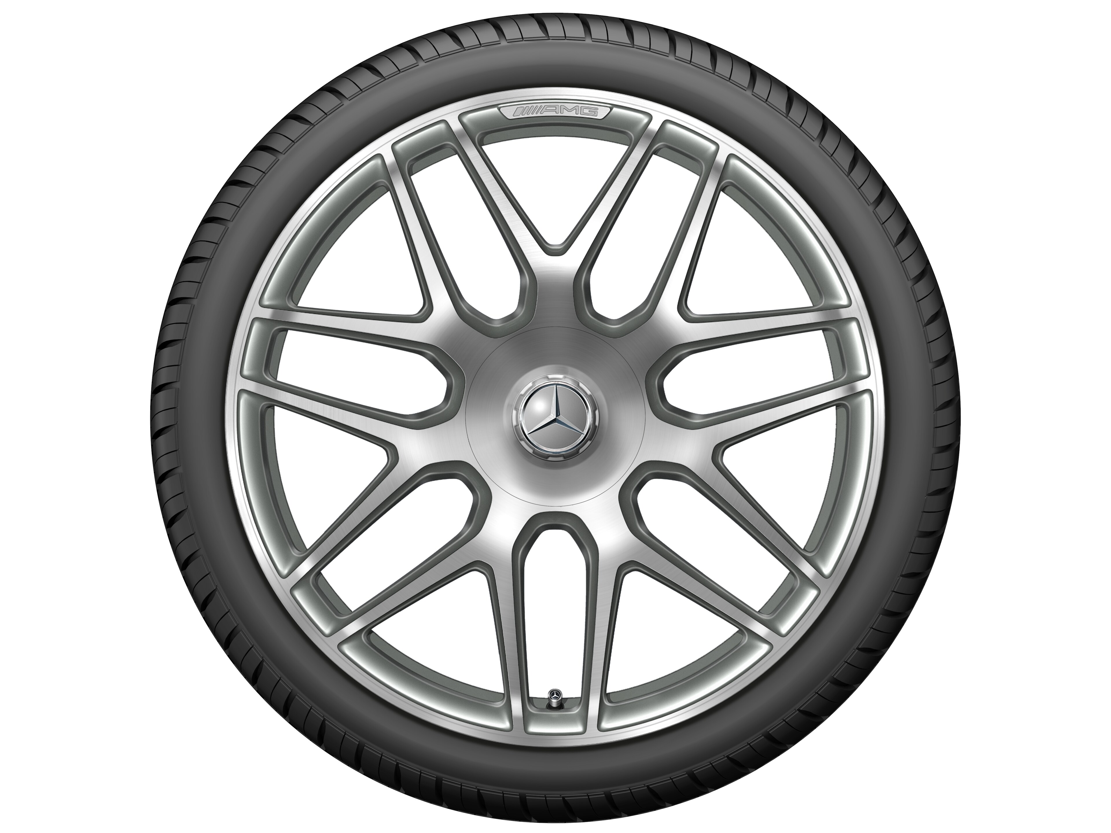 AMG forged wheel in cross-spoke design, 55.9 cm (22-inch) - 10 J x 22 ET 36, titanium grey, high-sheen