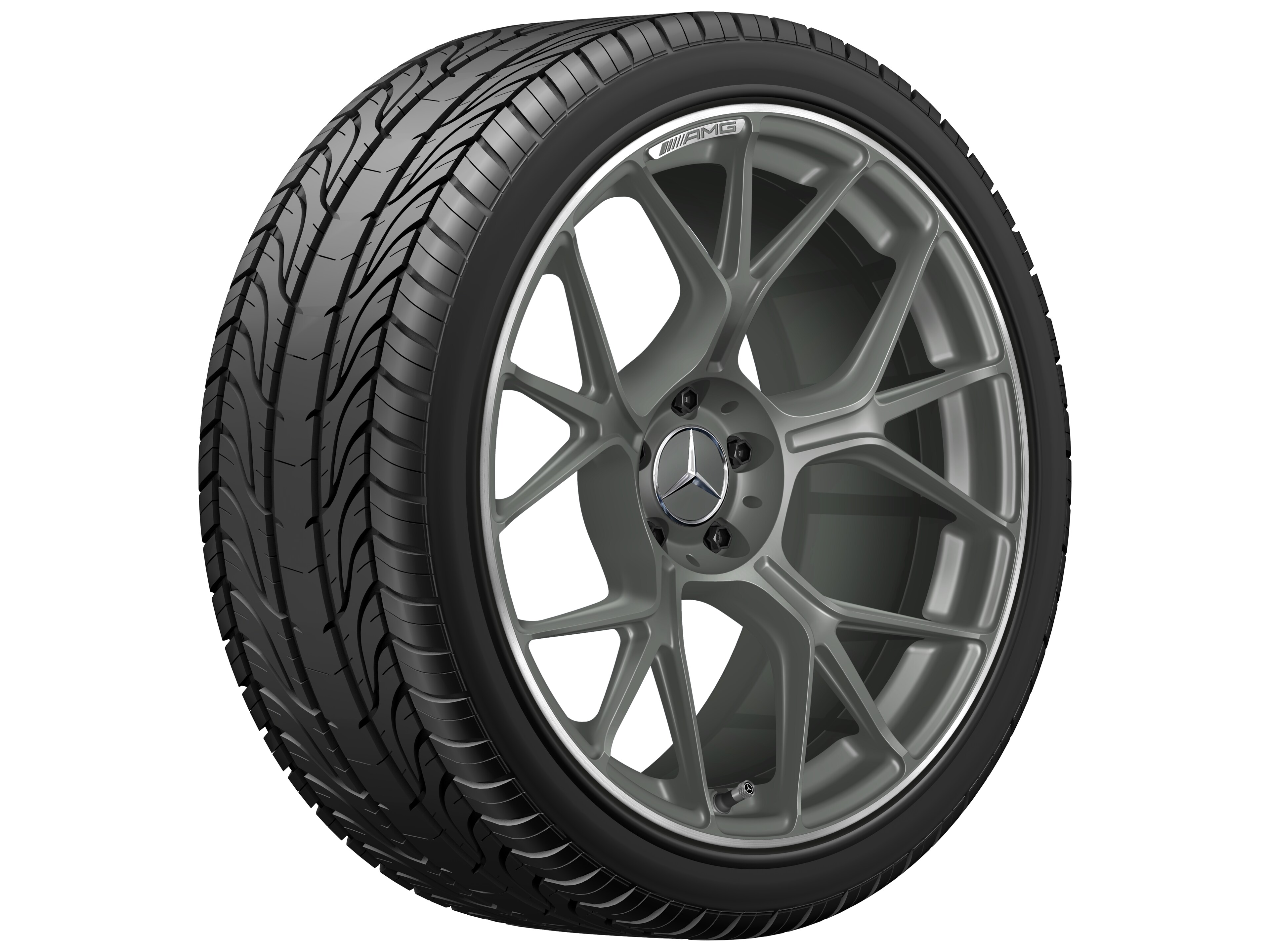 AMG forged wheel in cross-spoke design, 50.8 cm (20-inch), High-sheen rim flange - 9,5 J x 20 ET 19, matt himalaya grey, high-sheen rim flange