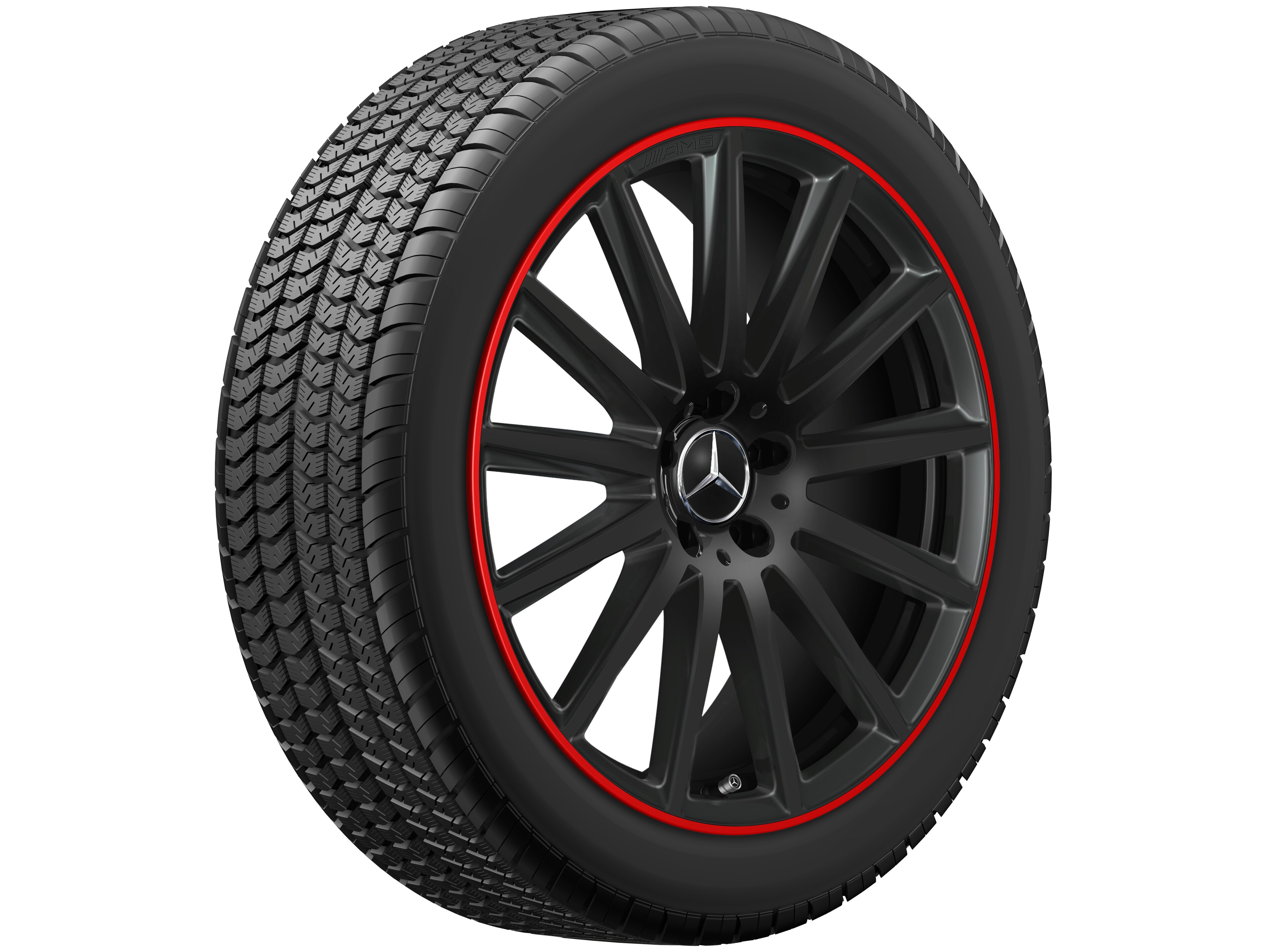 AMG multi-spoke wheel, 50.8 cm (20-inch), Rim flange, painted red - 8 J x 20 ET 48, black