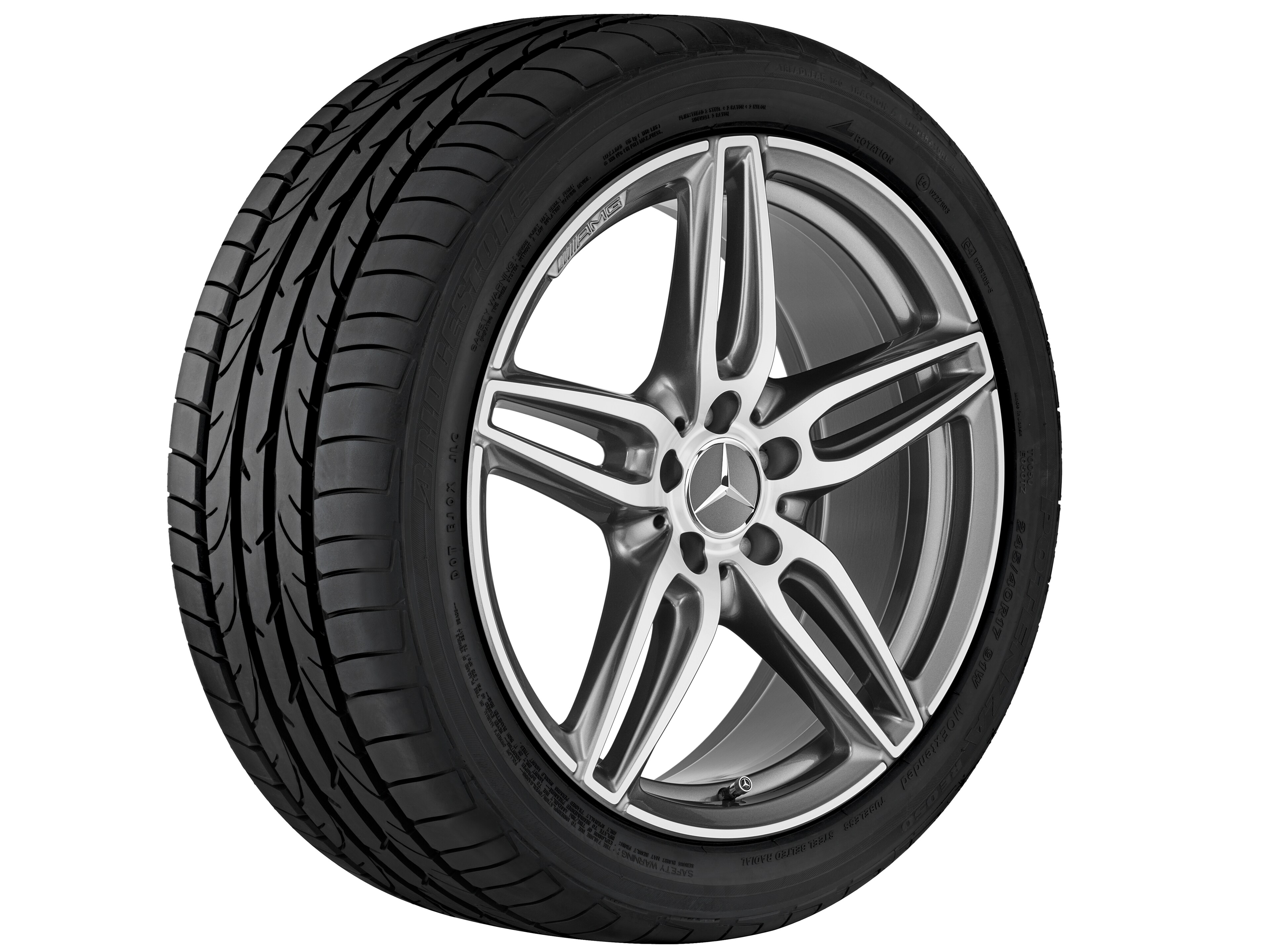 AMG 5-twin-spoke wheel, 45.7 cm (18-inch) - 7,5 J x 18 ET 52, titanium grey, high-sheen