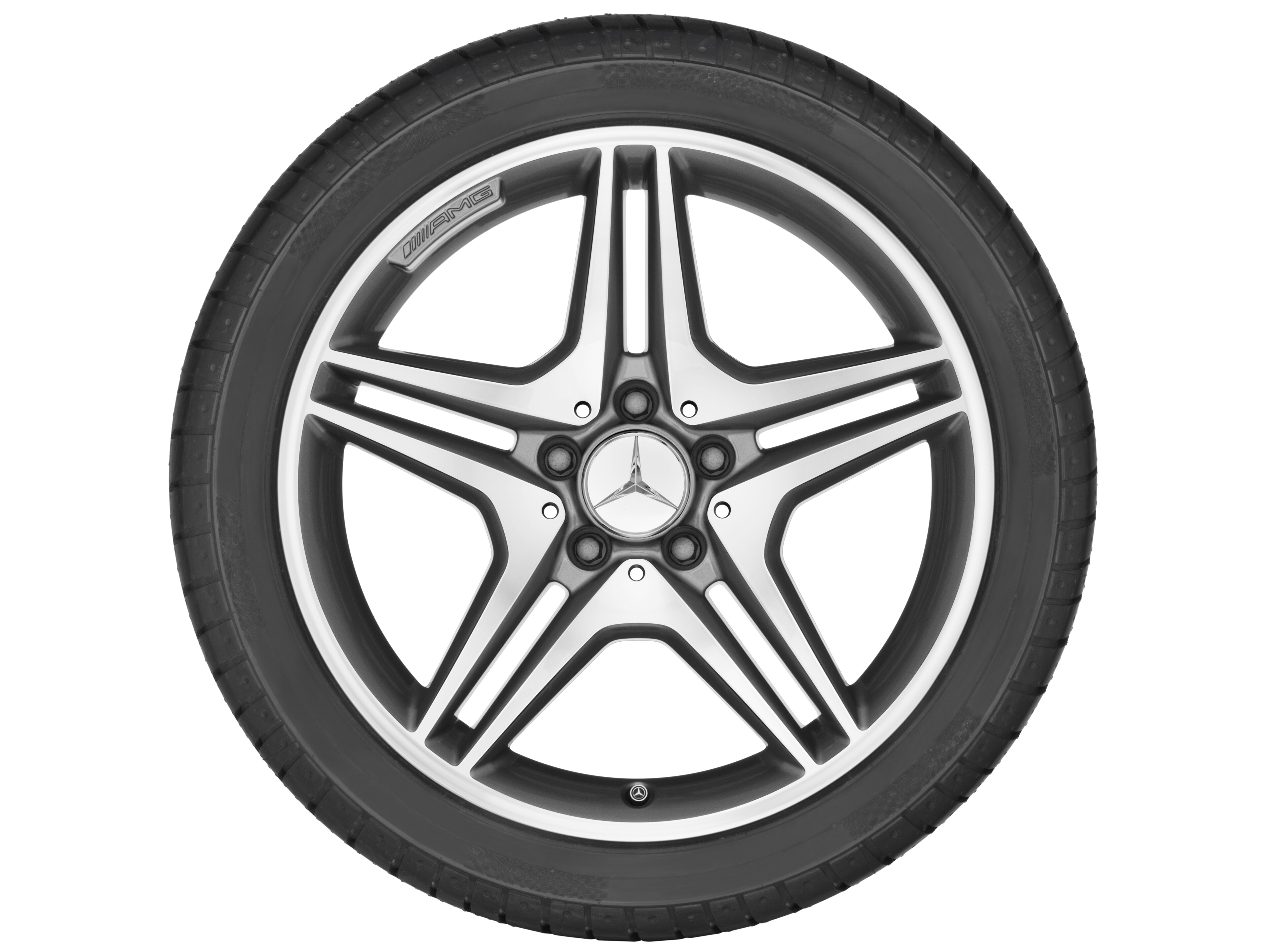 AMG 5-twin-spoke wheel, 45.7 cm (18-inch) - 7,5 J x 18 ET 52, titanium grey, high-sheen
