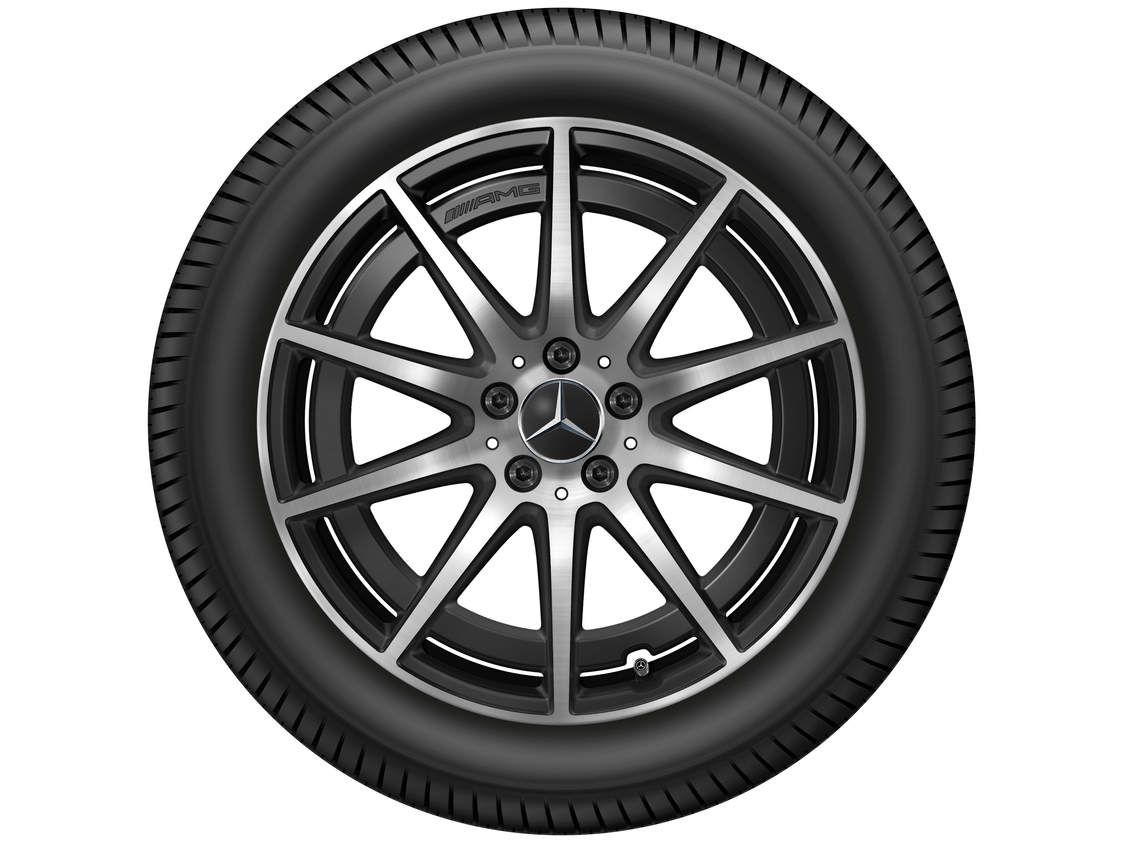 AMG 10-spoke wheel, 48.3 cm (19-inch) - 8 J x 19 ET 49, matt black, high-sheen