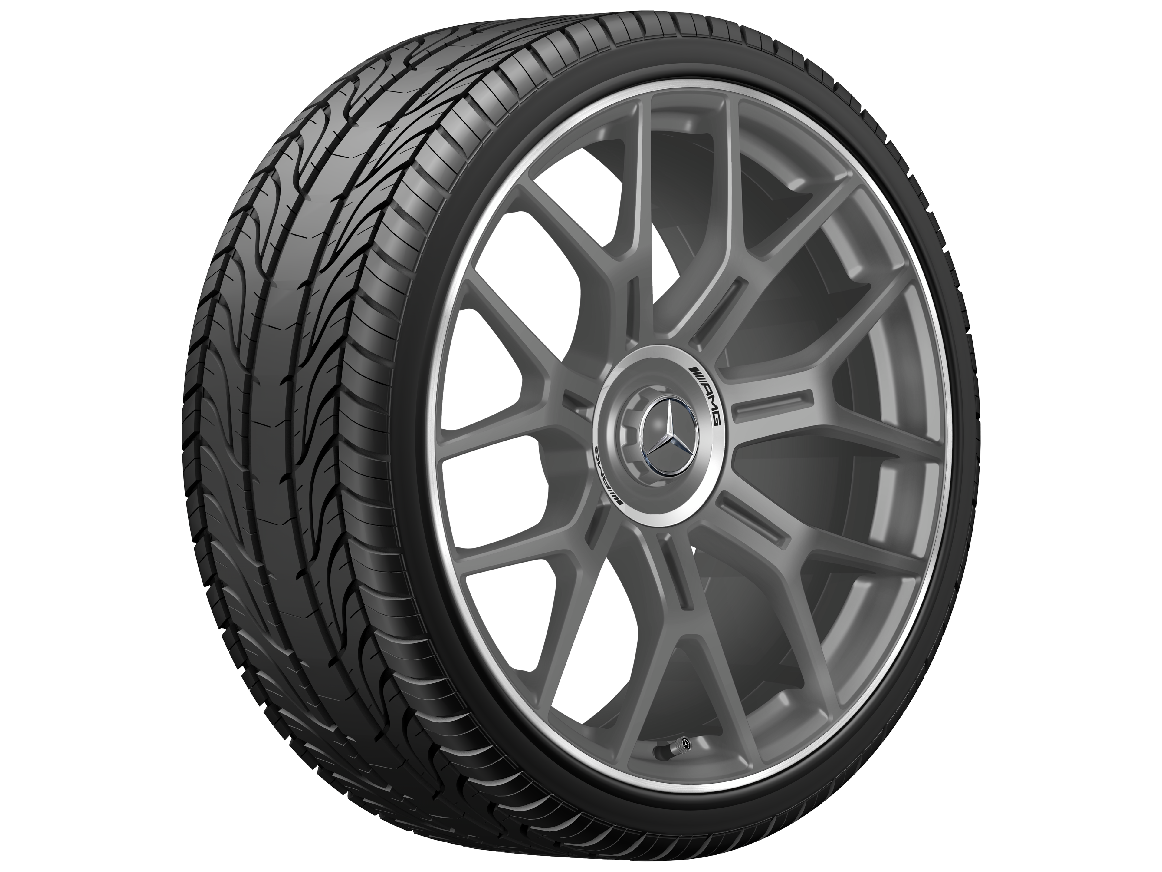 AMG forged wheel in cross-spoke design, 53.3 cm (21-inch), High-sheen rim flange - 10 J x 21 ET 24, matt titanium grey, high-sheen rim flange