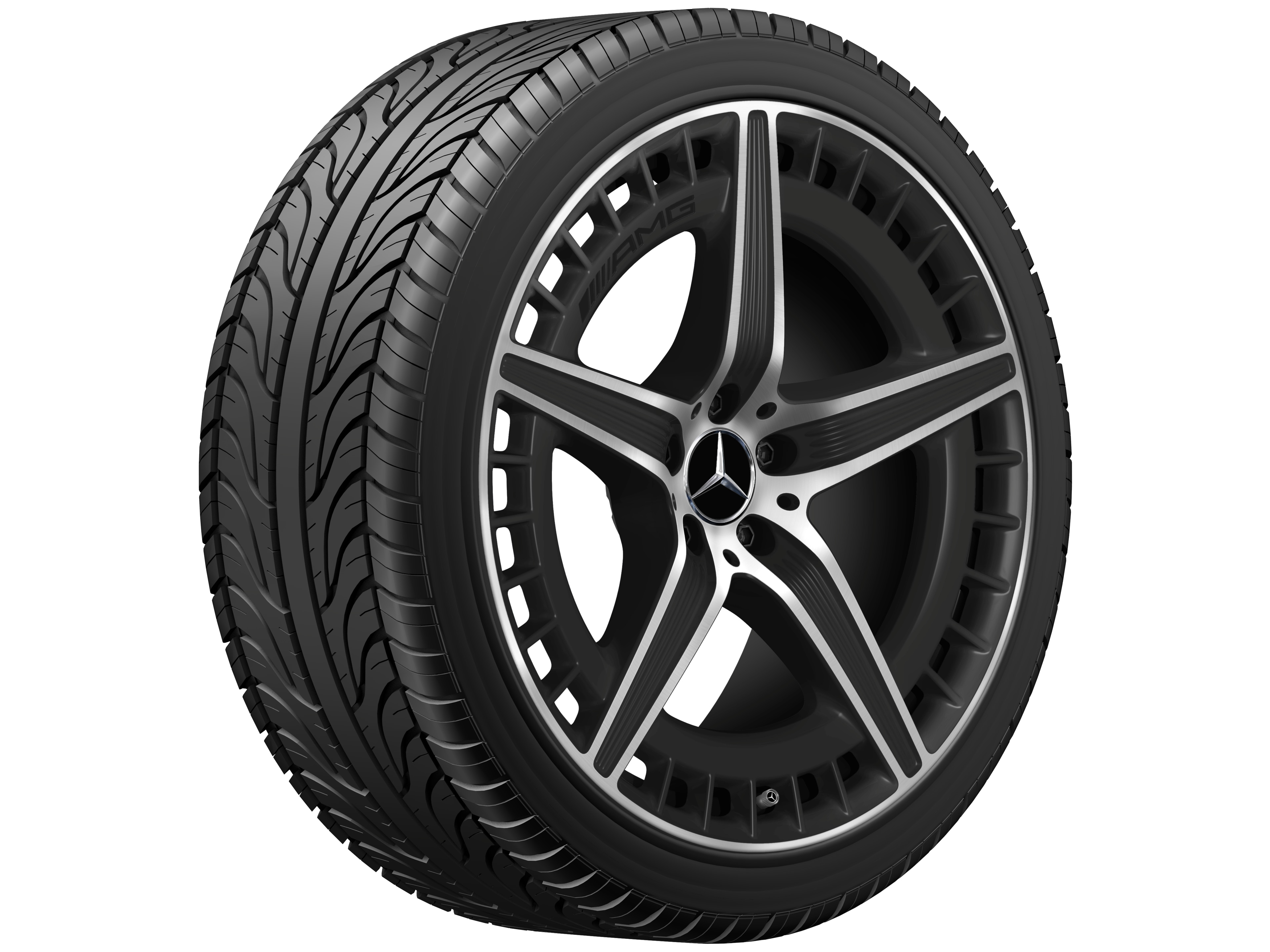 AMG 5-twin-spoke wheel, 53.3 cm (21-inch) - 9,5 J x 21 ET 42, matt black, high-sheen
