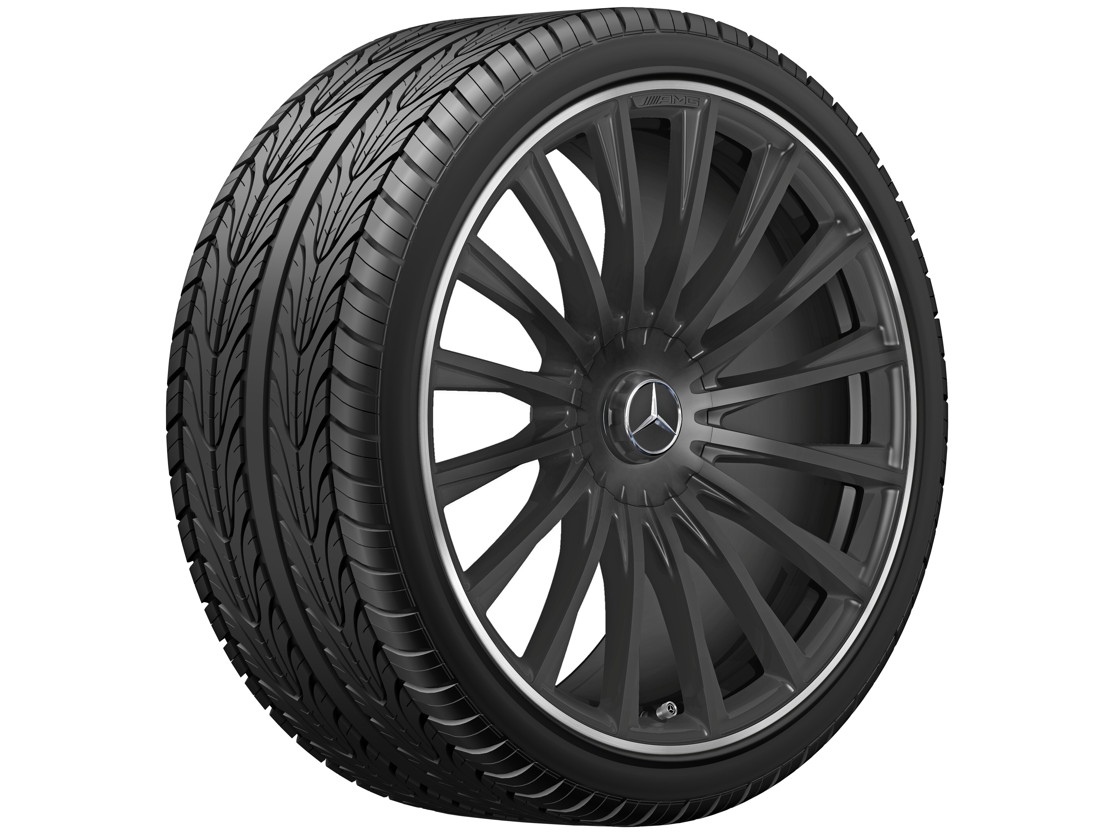 AMG multi-spoke forged wheel, 53.3 cm (21-inch), High-sheen rim flange - 10,5 J x 21 ET 50, matt black, high-sheen rim flange