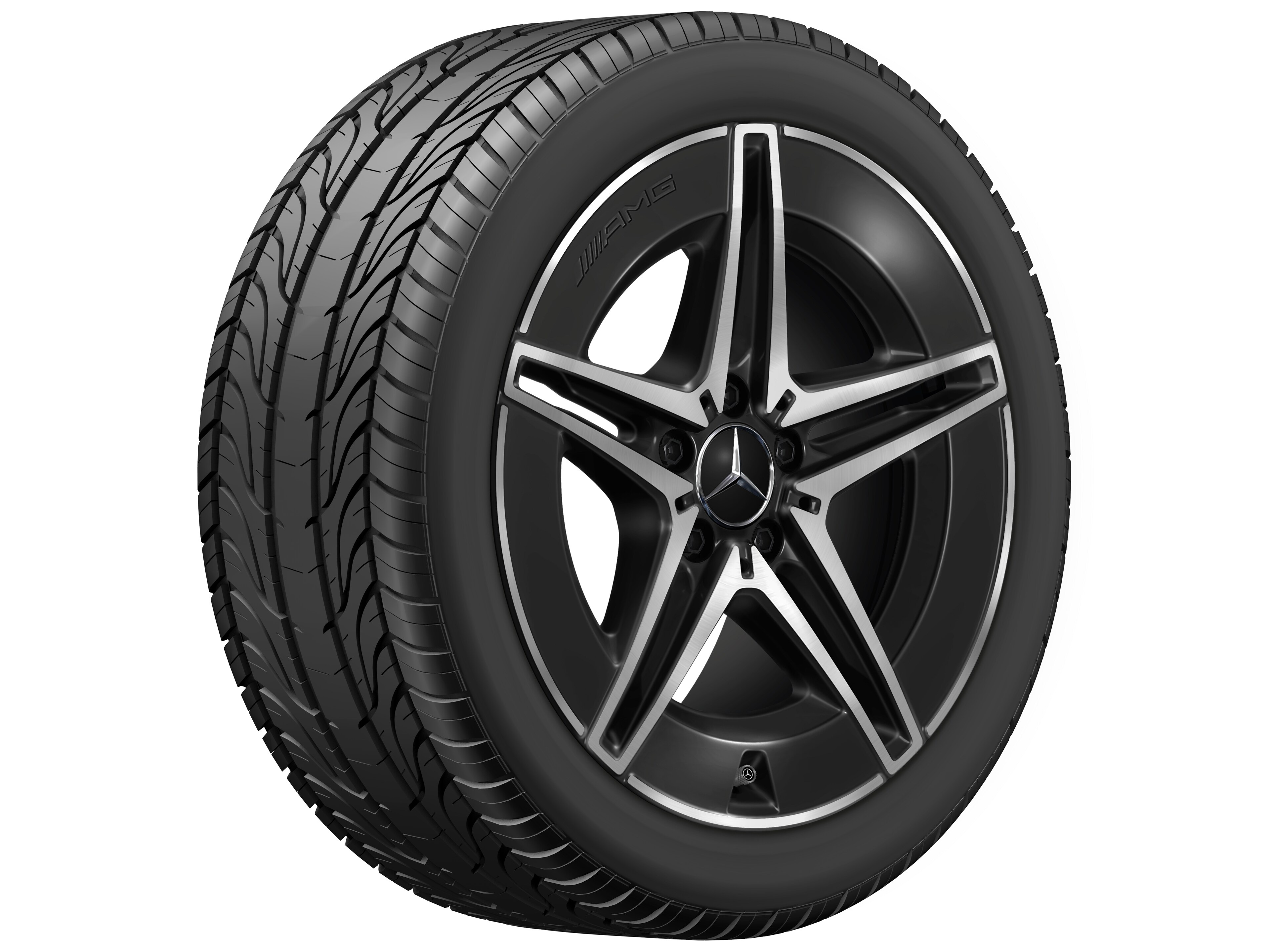 AMG 5-twin-spoke wheel, 45.7 cm (18-inch) - 7,5 J x 18 ET 40, black, high-sheen