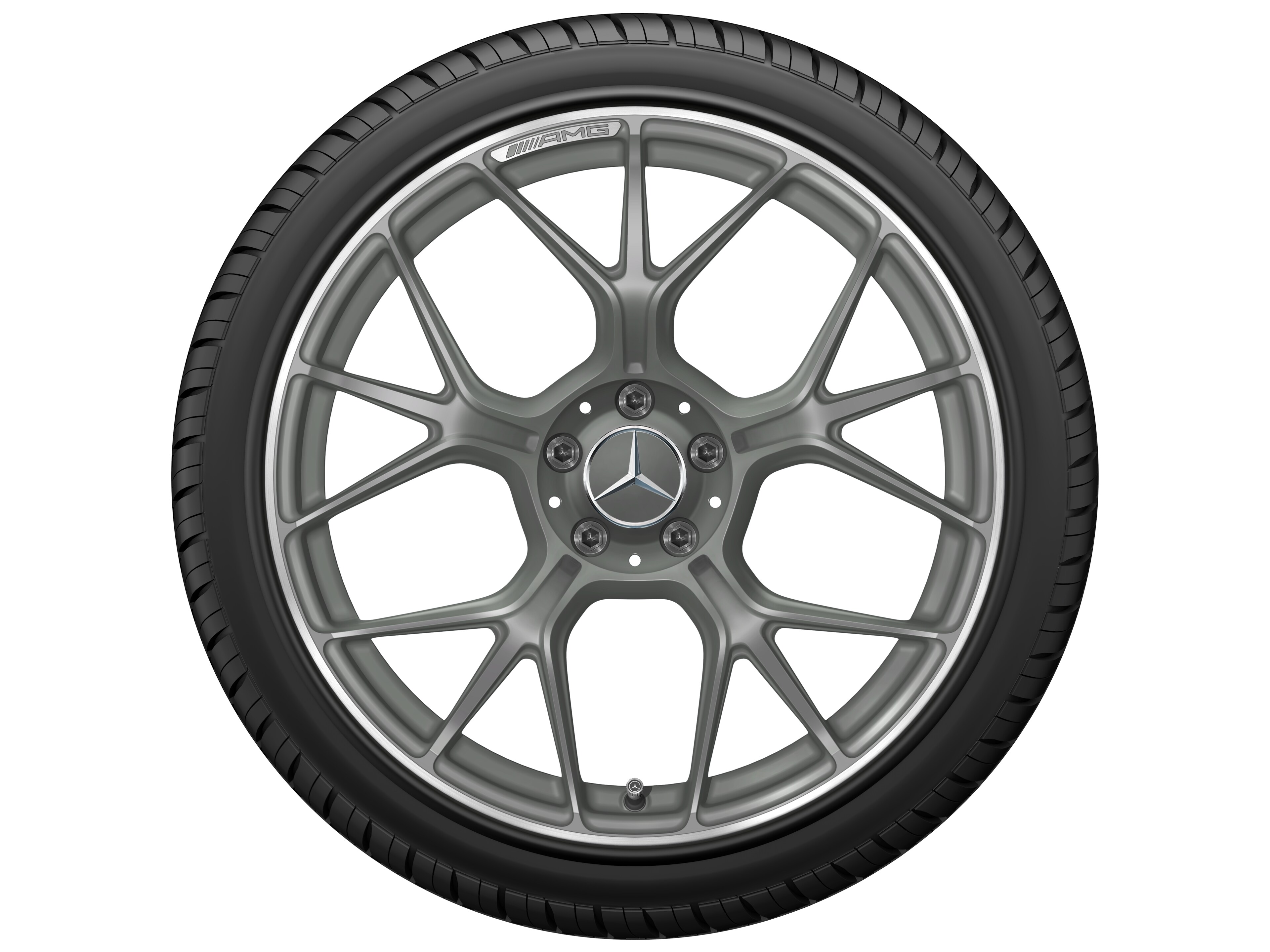 AMG forged wheel in cross-spoke design, 50.8 cm (20-inch), High-sheen rim flange - 9,5 J x 20 ET 19, matt himalaya grey, high-sheen rim flange