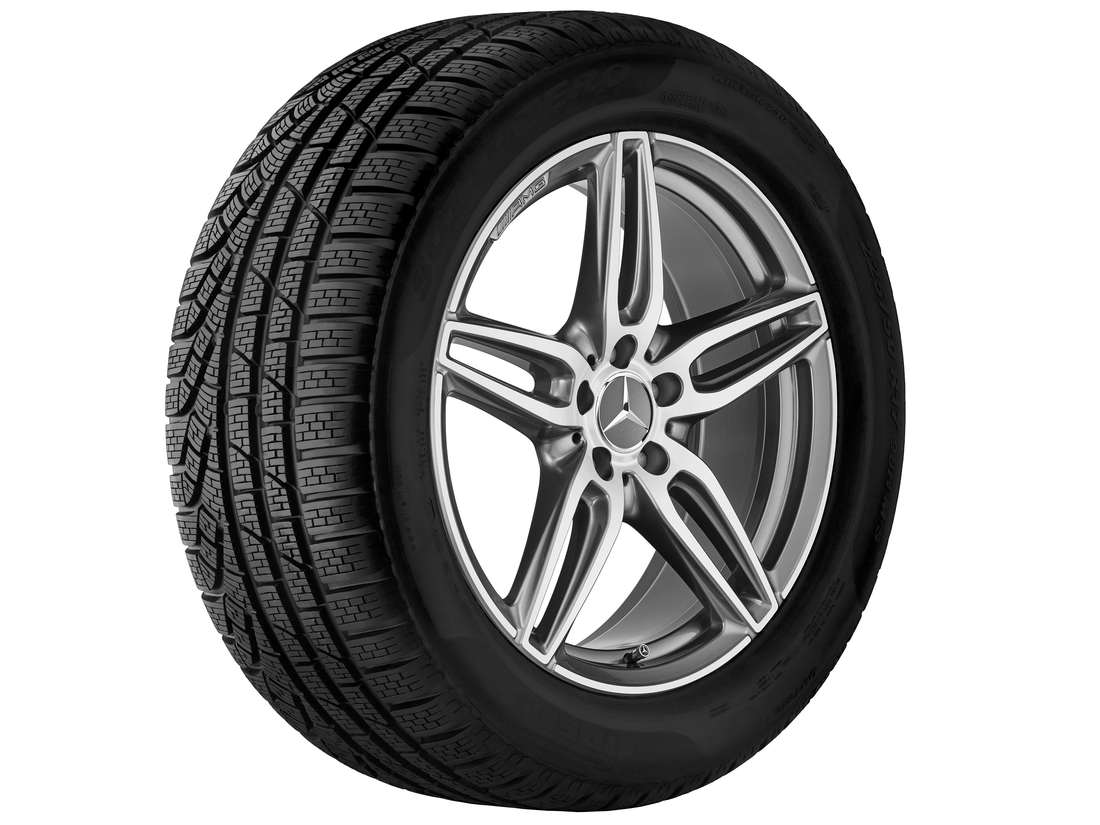 AMG 5-twin-spoke wheel, 45.7 cm (18-inch) - 7,5 J x 18 ET 52, titanium grey, high-sheen