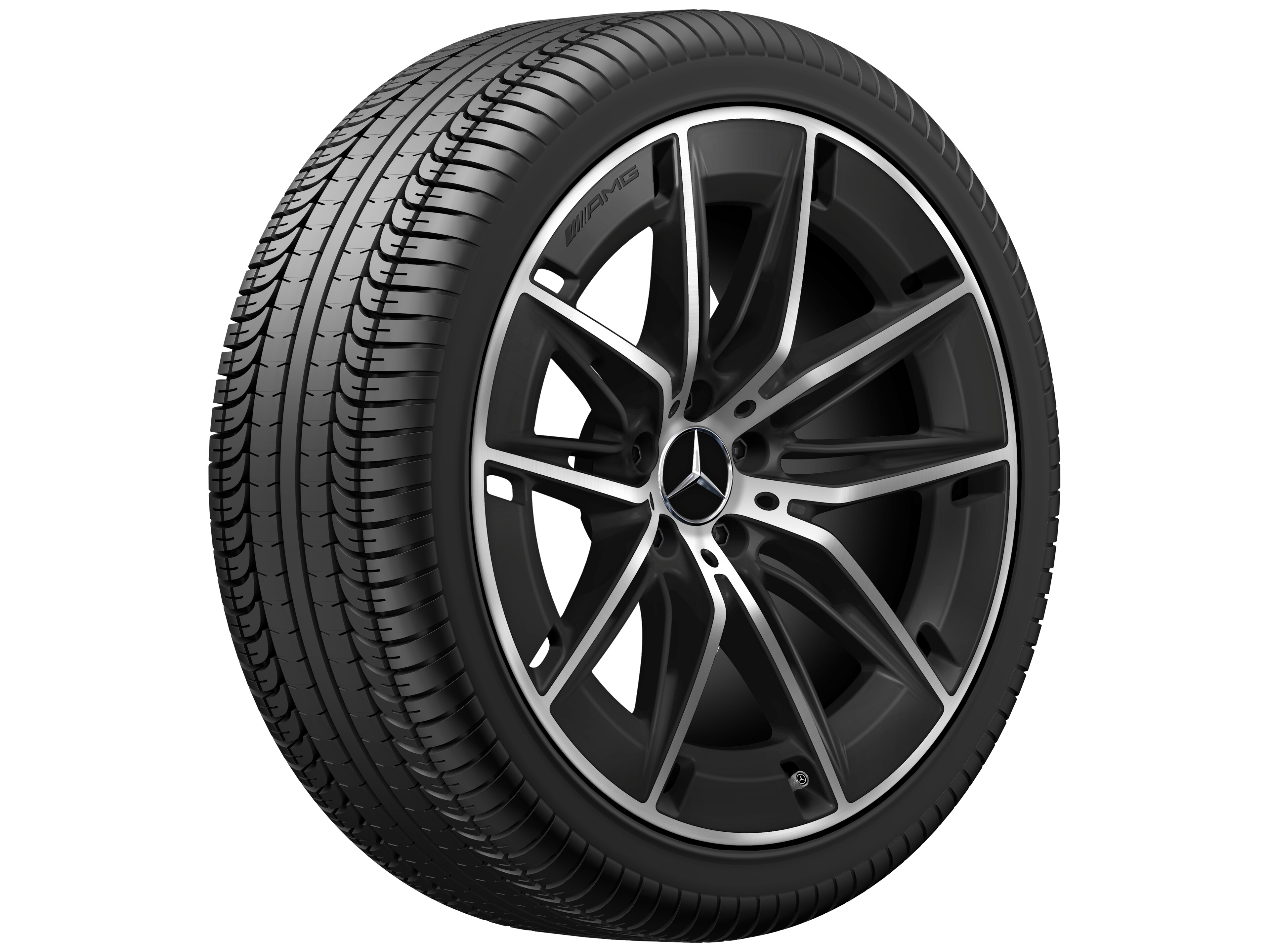 AMG light-alloy wheel, in 5-twin-spoke design, 50.8 cm (20-inch) - 9,5 J x 20 ET 25,2, matt black, high-sheen