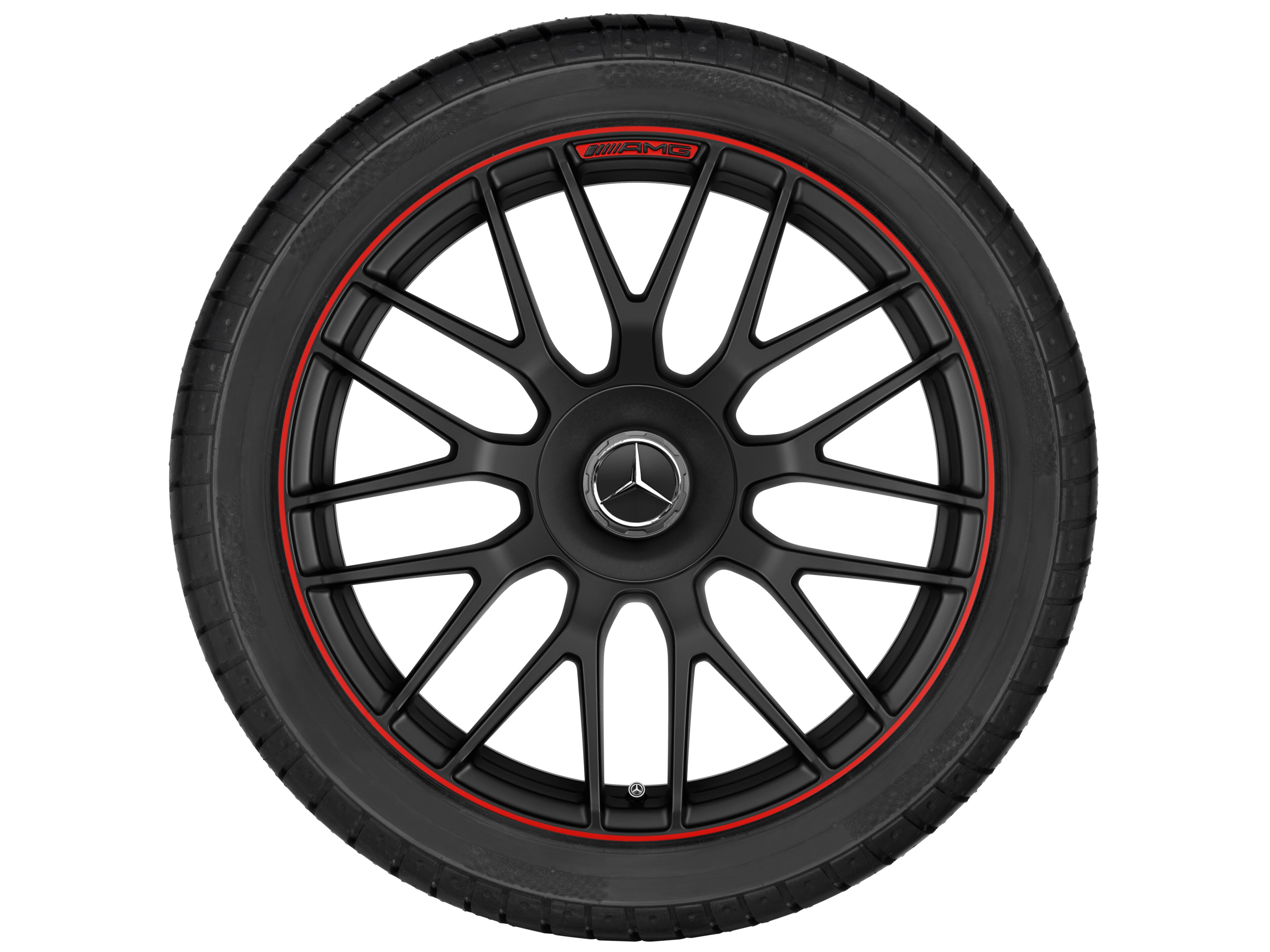 AMG forged wheel in cross-spoke design, 48.3 cm (19-inch), Rim flange, painted red - 9,5 J x 19 ET 56, matt black