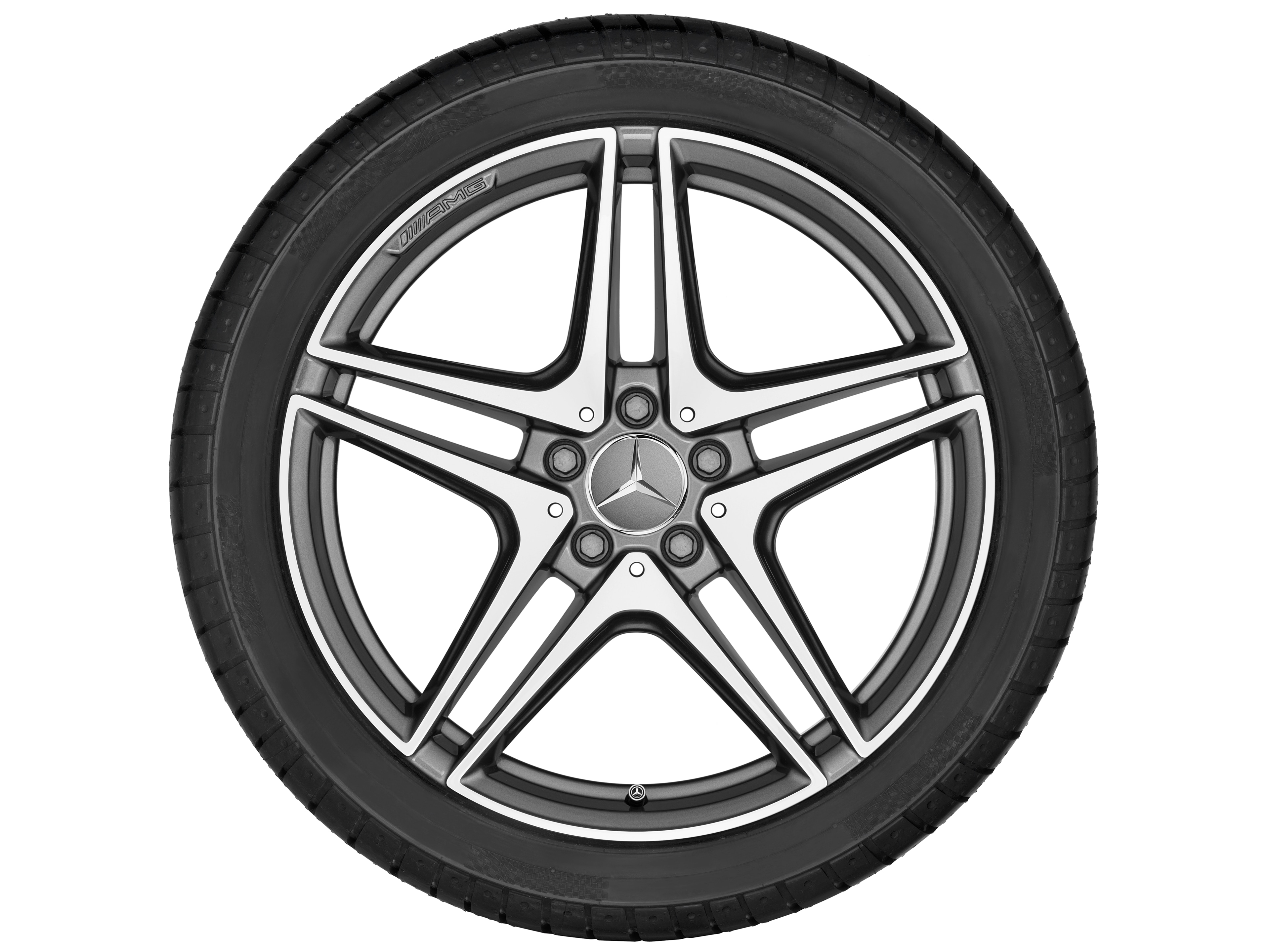 AMG 5-twin-spoke wheel, 48.3 cm (19-inch) - 10,5 J x 19 ET 57, titanium grey, high-sheen