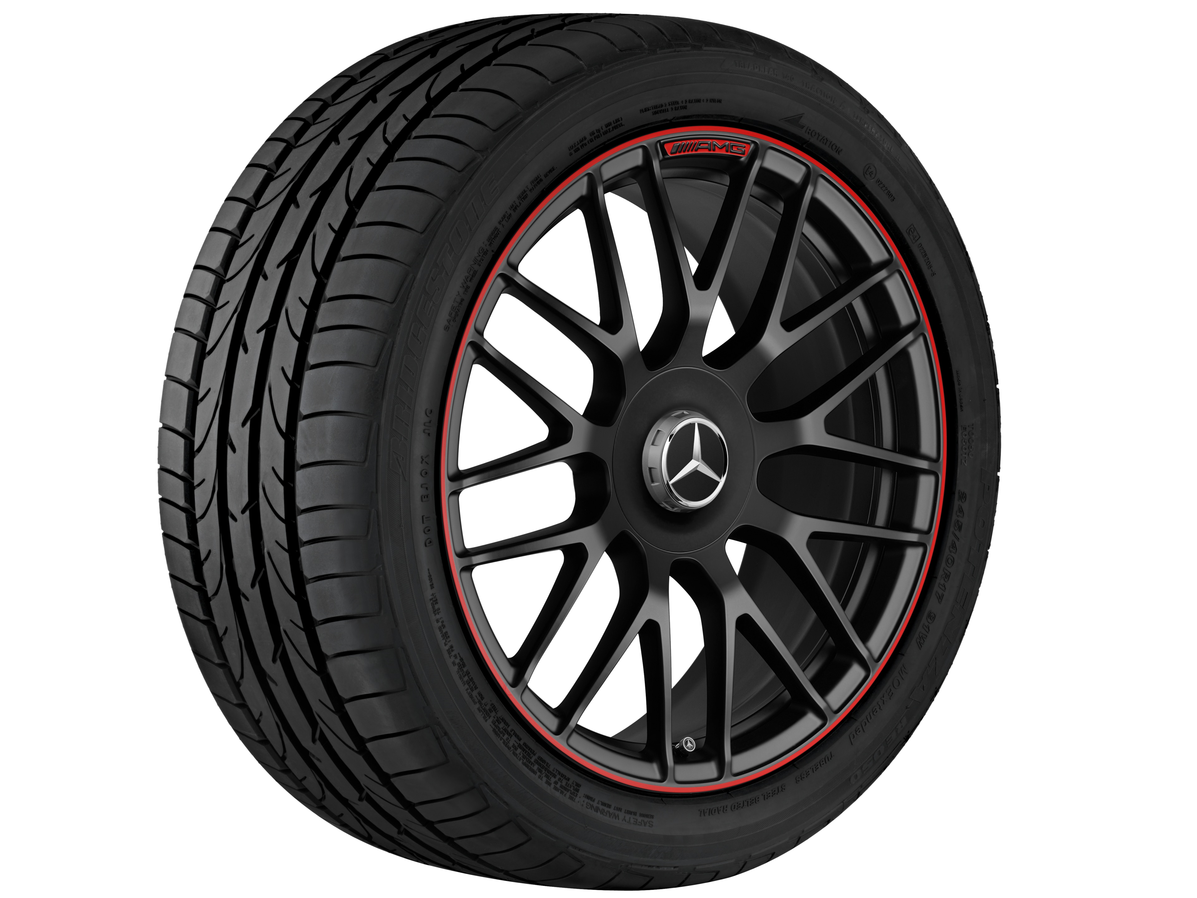 AMG forged wheel in cross-spoke design, 48.3 cm (19-inch), Rim flange, painted red - 9,5 J x 19 ET 56, matt black