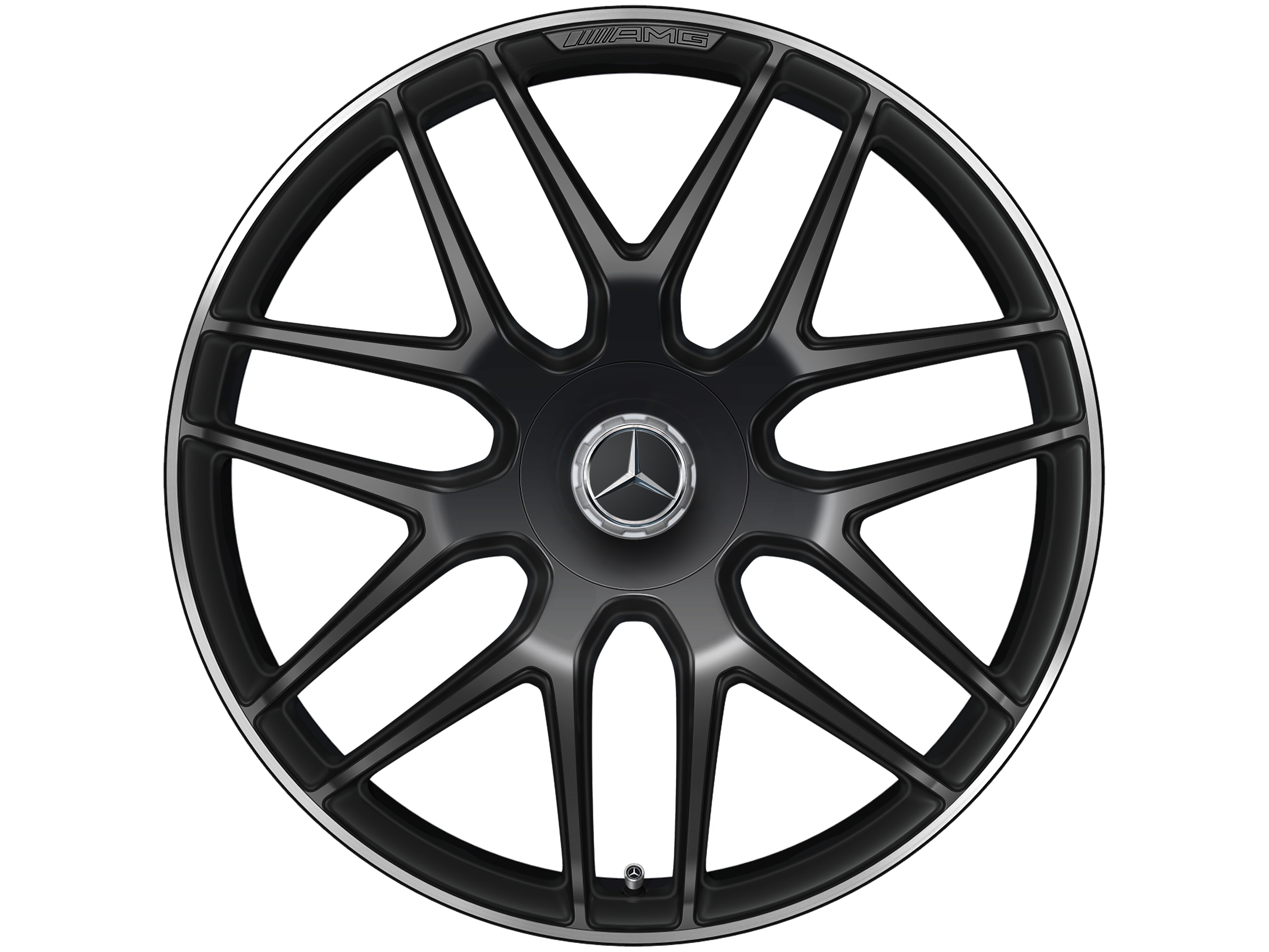 AMG forged wheel in cross-spoke design, 55.9 cm (22-inch), High-sheen rim flange - 11,5 J x 22 ET 53, matt black, high-sheen rim flange
