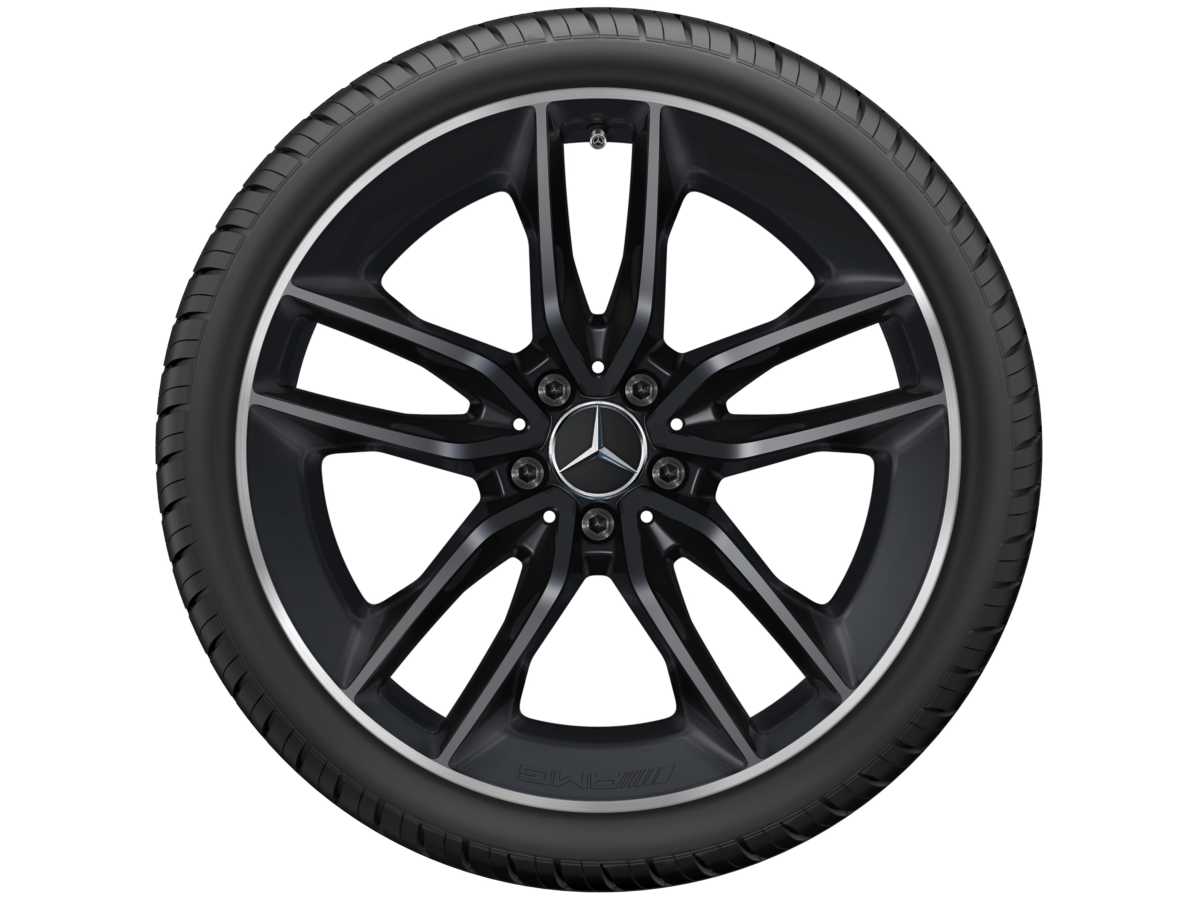 AMG 5-twin-spoke wheel, 50.8 cm (20-inch), High-sheen rim flange - 9 J x 20 ET 28, matt black, high-sheen rim flange
