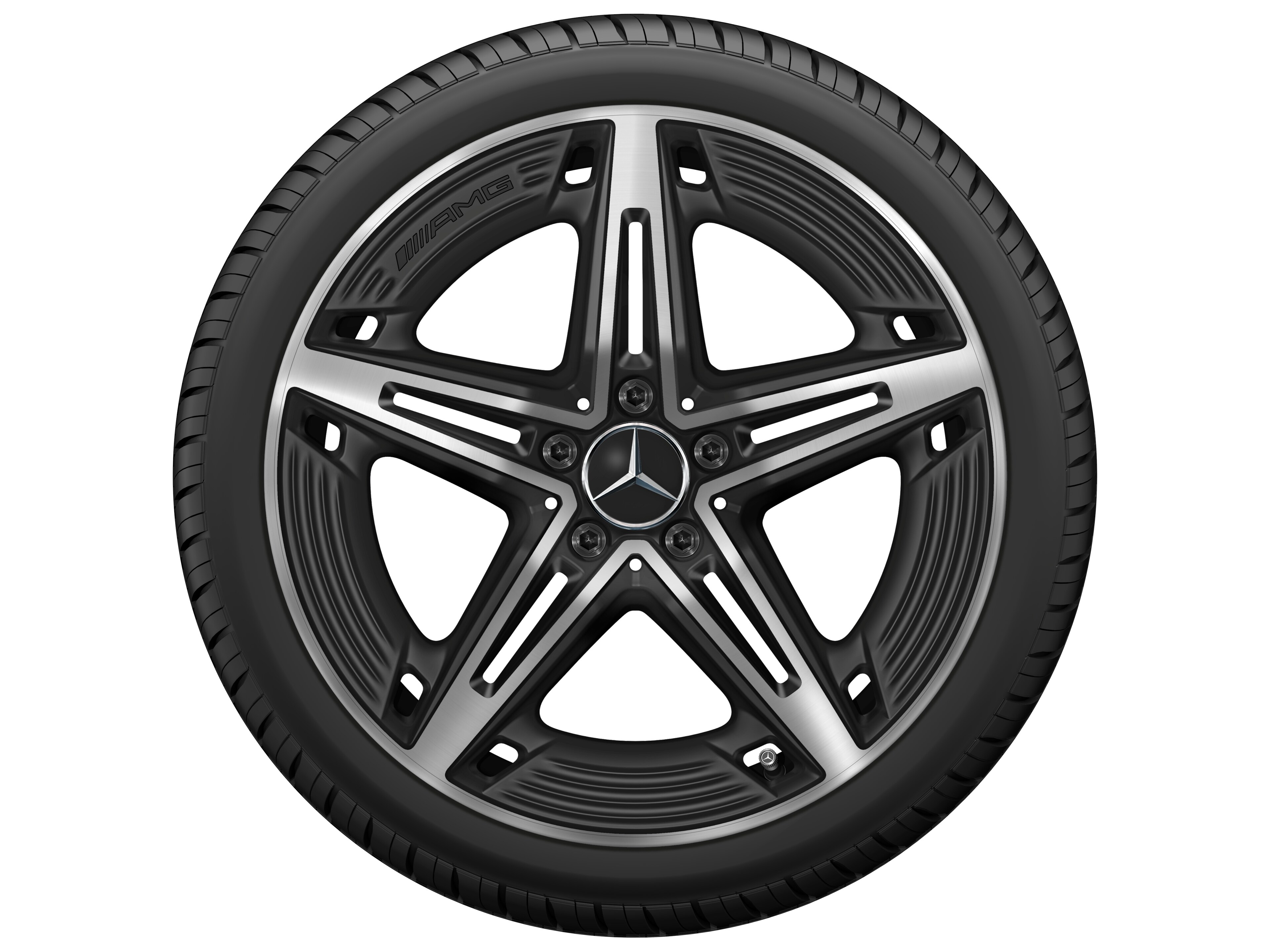 AMG 5-spoke wheel, 48.3 cm (19-inch) - 8,5 J x 19 ET 55,2, matt black, high-sheen