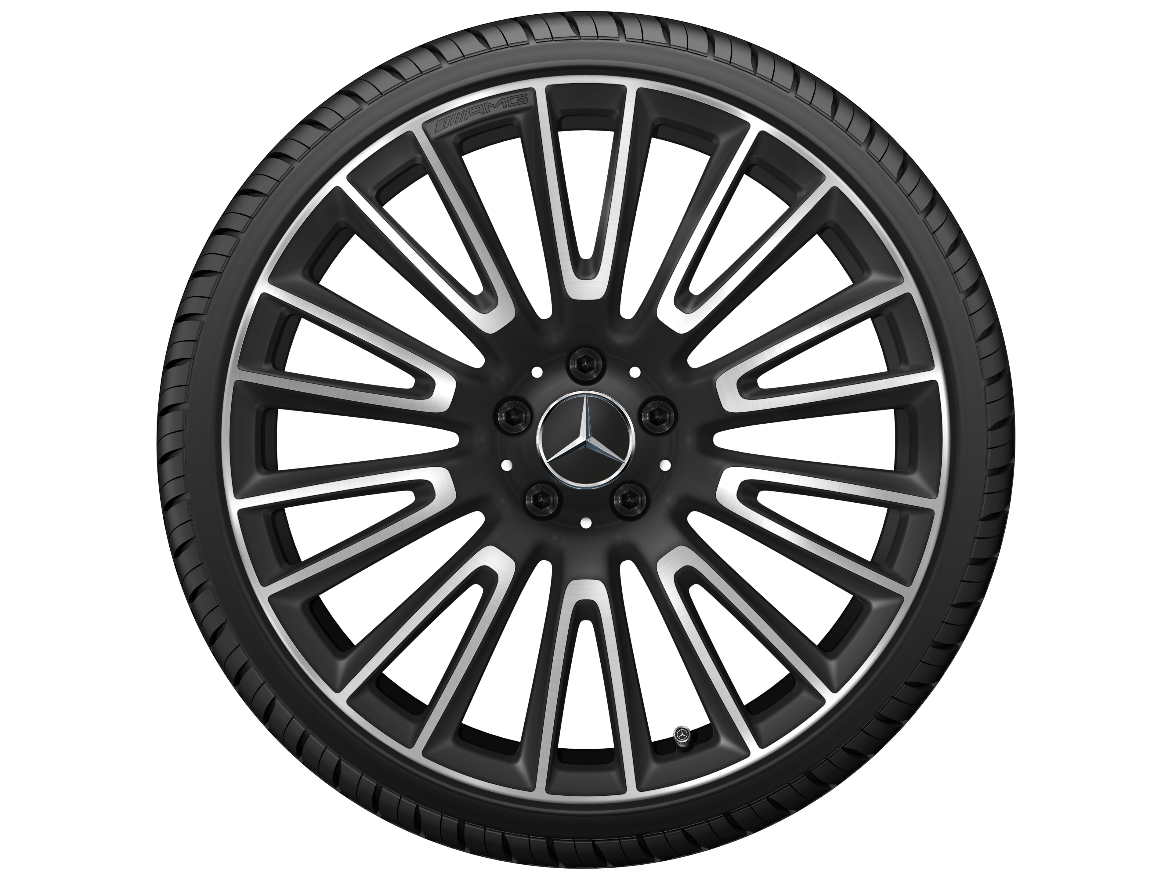AMG light-alloy wheel, in 10-twin-spoke design, 50.8 cm (20-inch) - 9,5 J x 20 ET 25,2, matt black, high-sheen