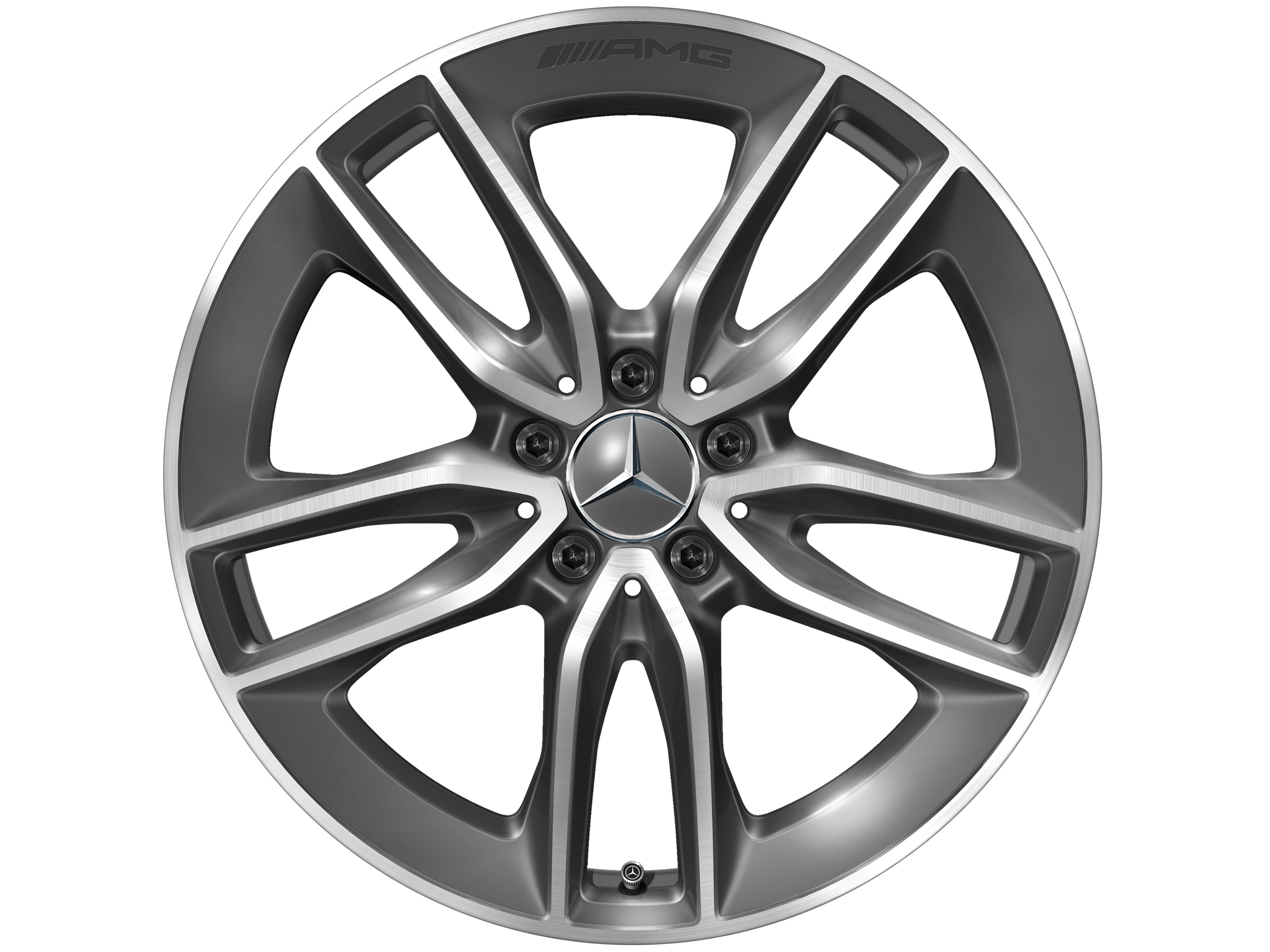 AMG 5-twin-spoke wheel, 48.3 cm (19-inch) - 9,5 J x 19 ET 22,5, tantalite grey, high-sheen