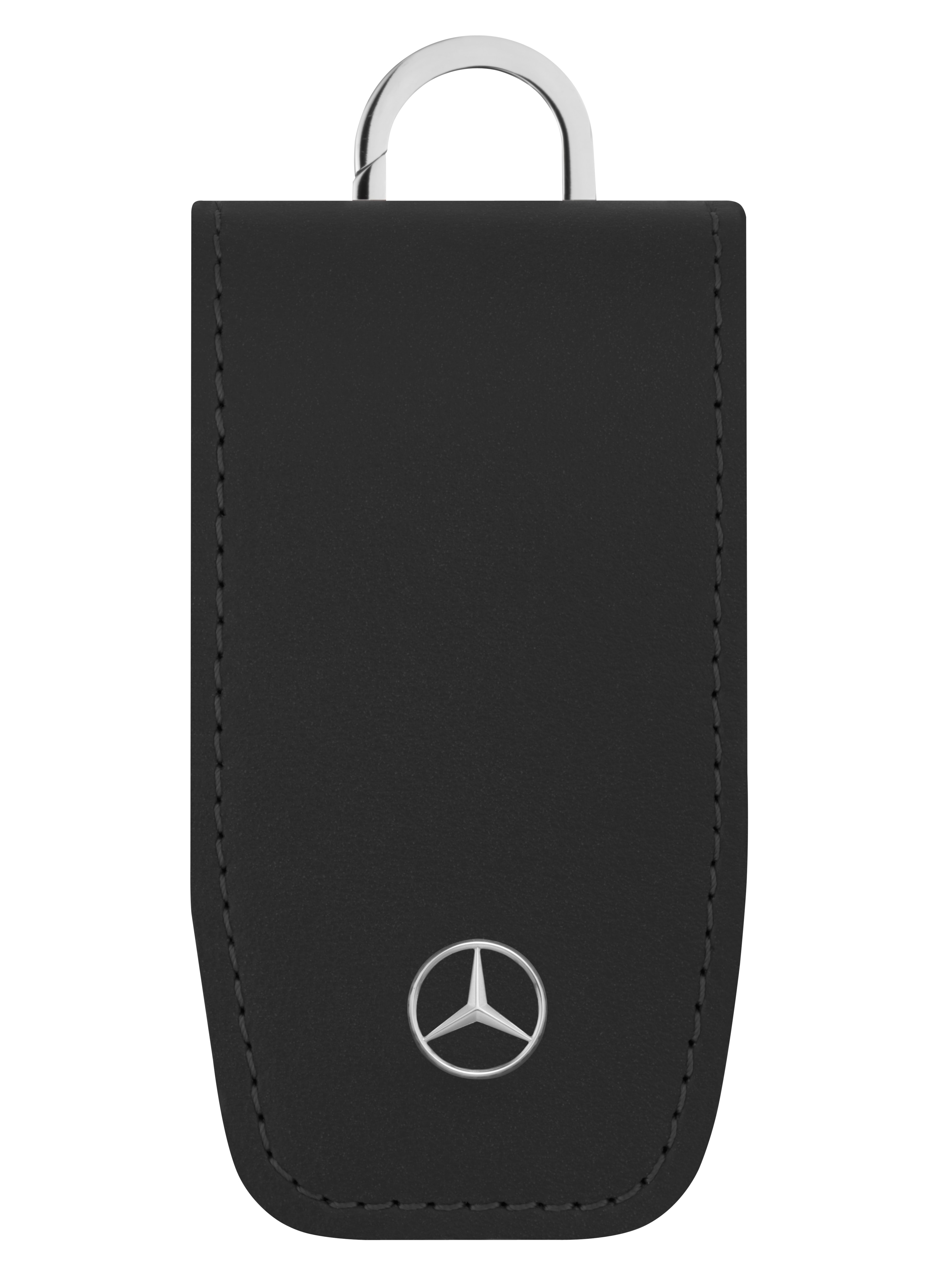Key case - black, Leather / Stainless steel