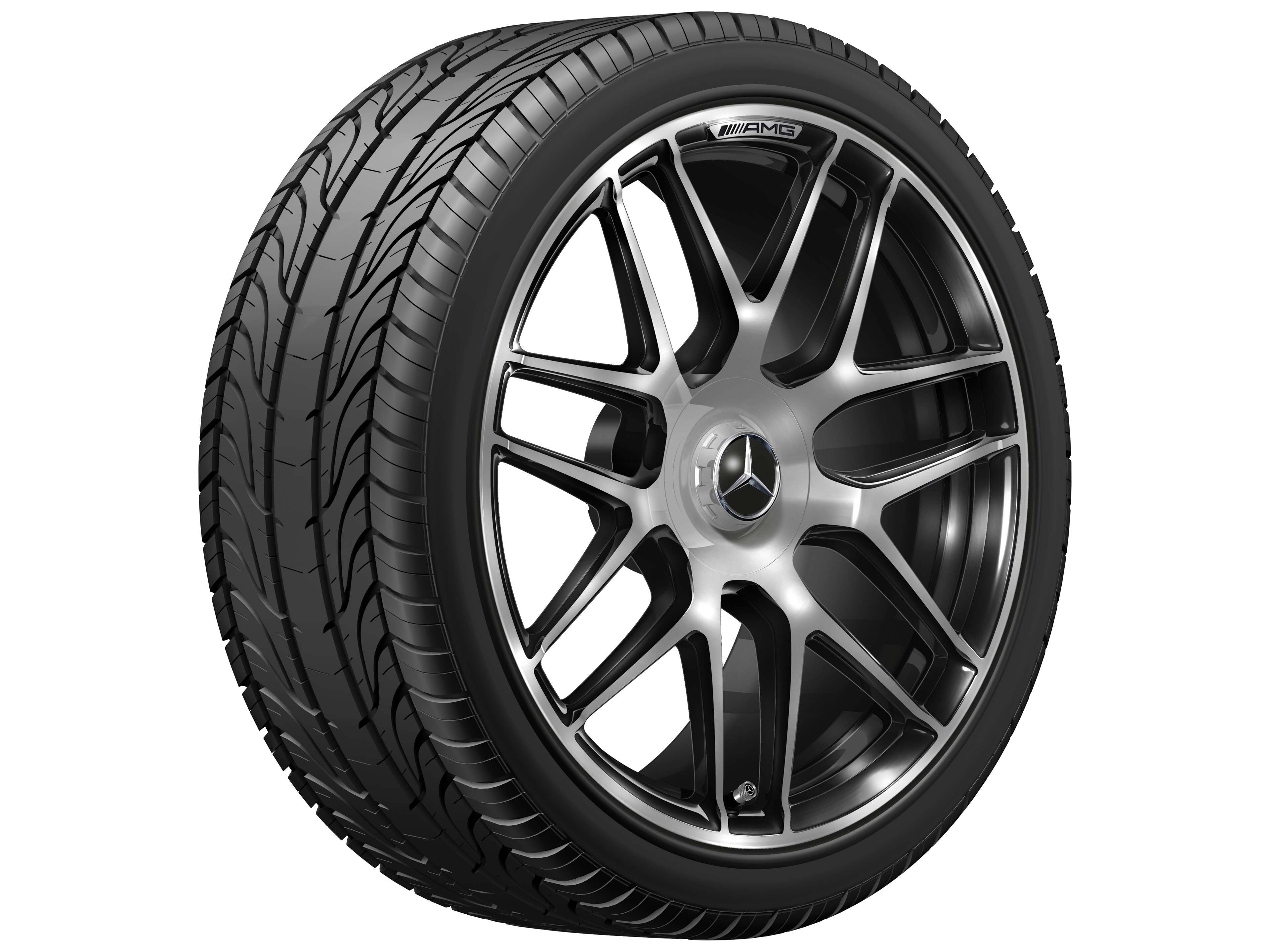 AMG forged wheel in cross-spoke design, 50.8 cm (20-inch), High-sheen rim flange - 9,5 J x 20 ET 25, dark platinum gloss, high-sheen rim flange