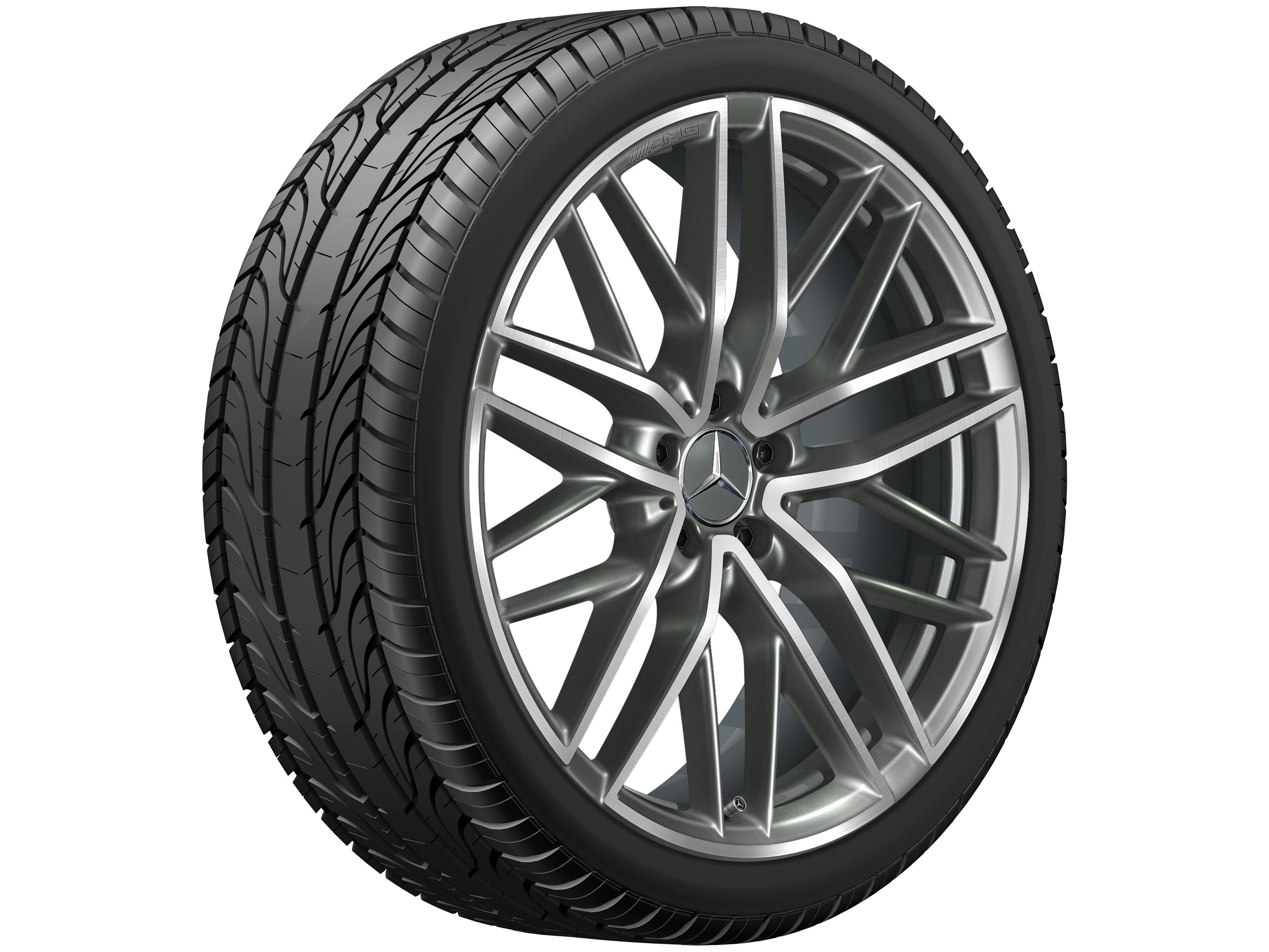 AMG 5-twin-spoke wheel, 53.3 cm (21-inch) - 9,5 J x 21 ET 22, titanium grey, high-sheen
