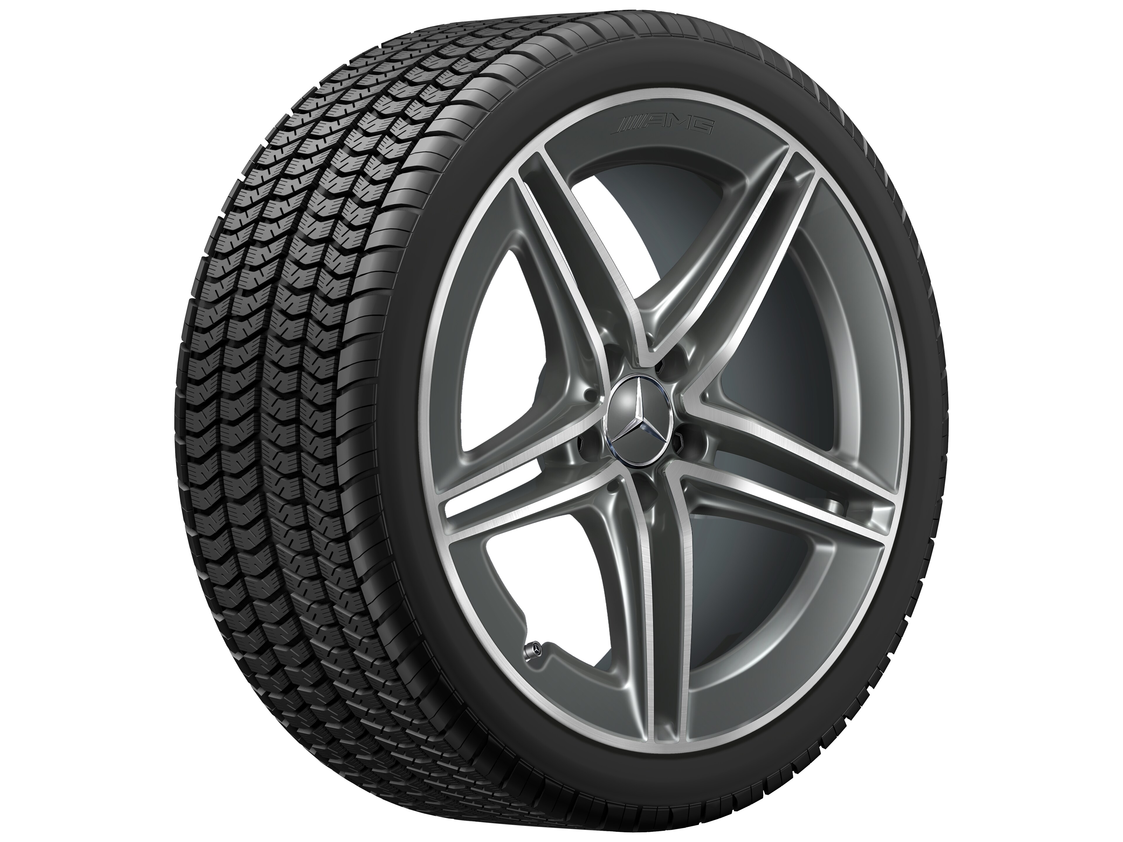AMG 5-twin-spoke wheel, 48.3 cm (19-inch) - 9 J x 19 ET 52, tantalite grey, high-sheen