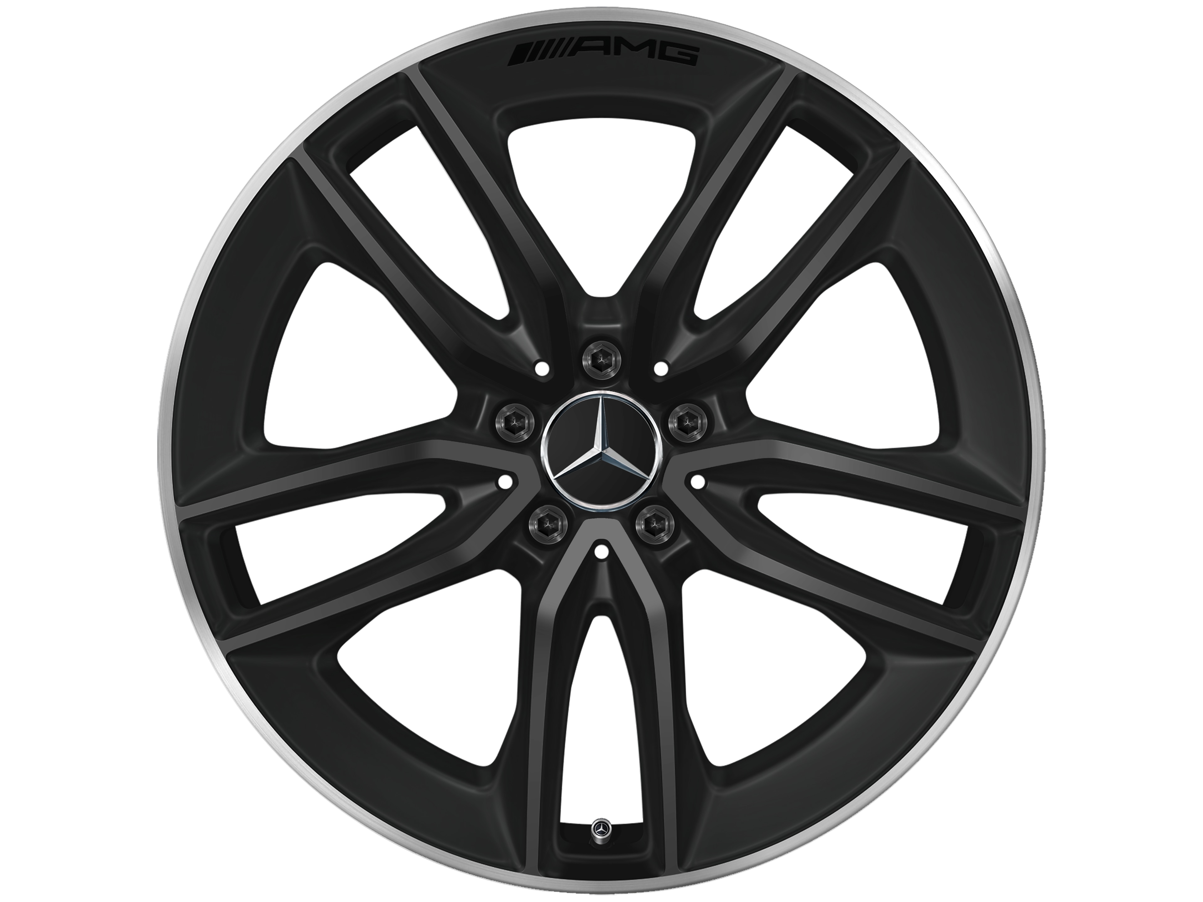 AMG 5-twin-spoke wheel, 50.8 cm (20-inch), High-sheen rim flange - 9 J x 20 ET 49, matt black, high-sheen rim flange