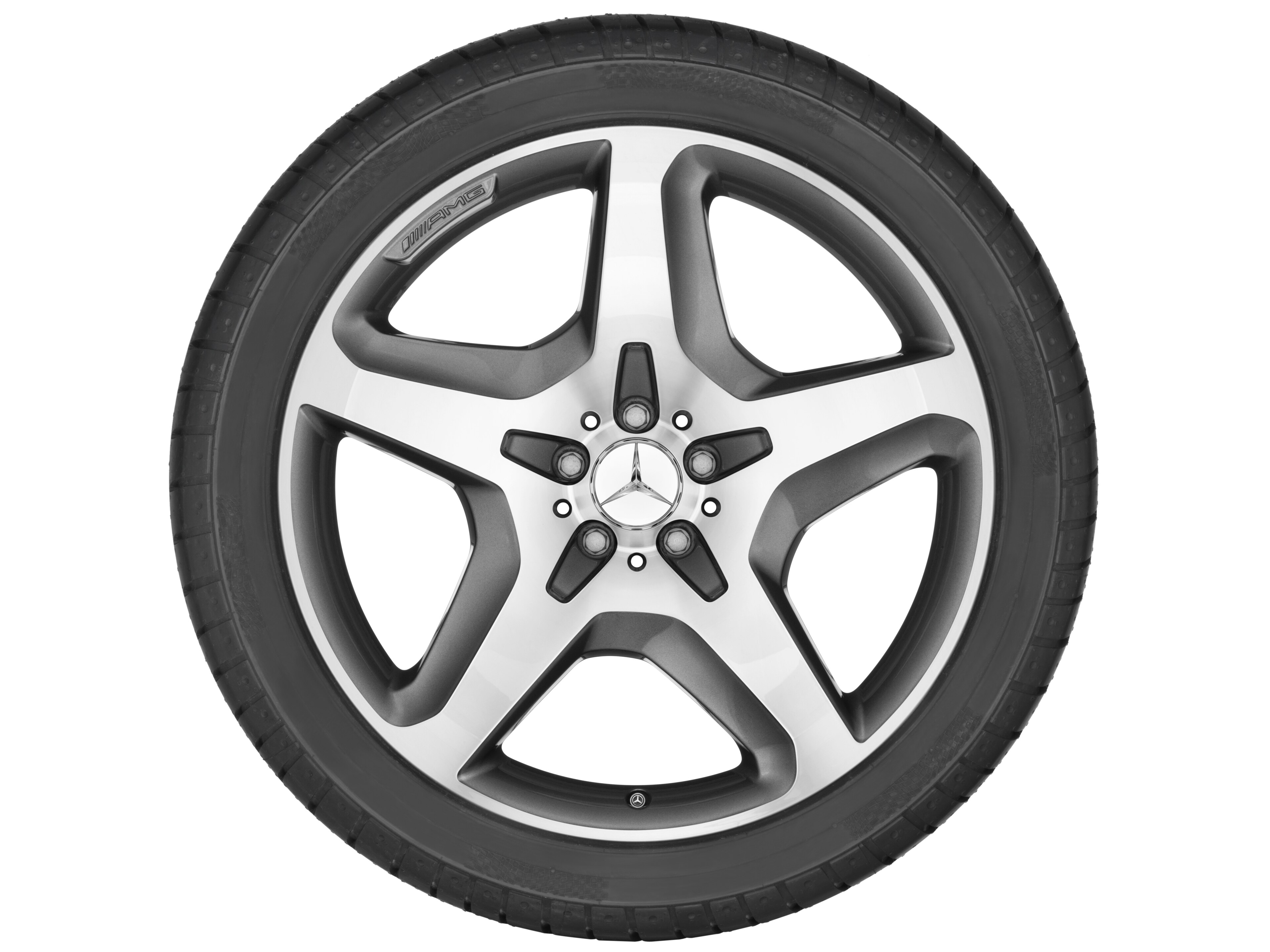AMG 5-spoke wheel, 53.3 cm (21-inch) - 10 J x 21 ET 46, titanium grey, high-sheen
