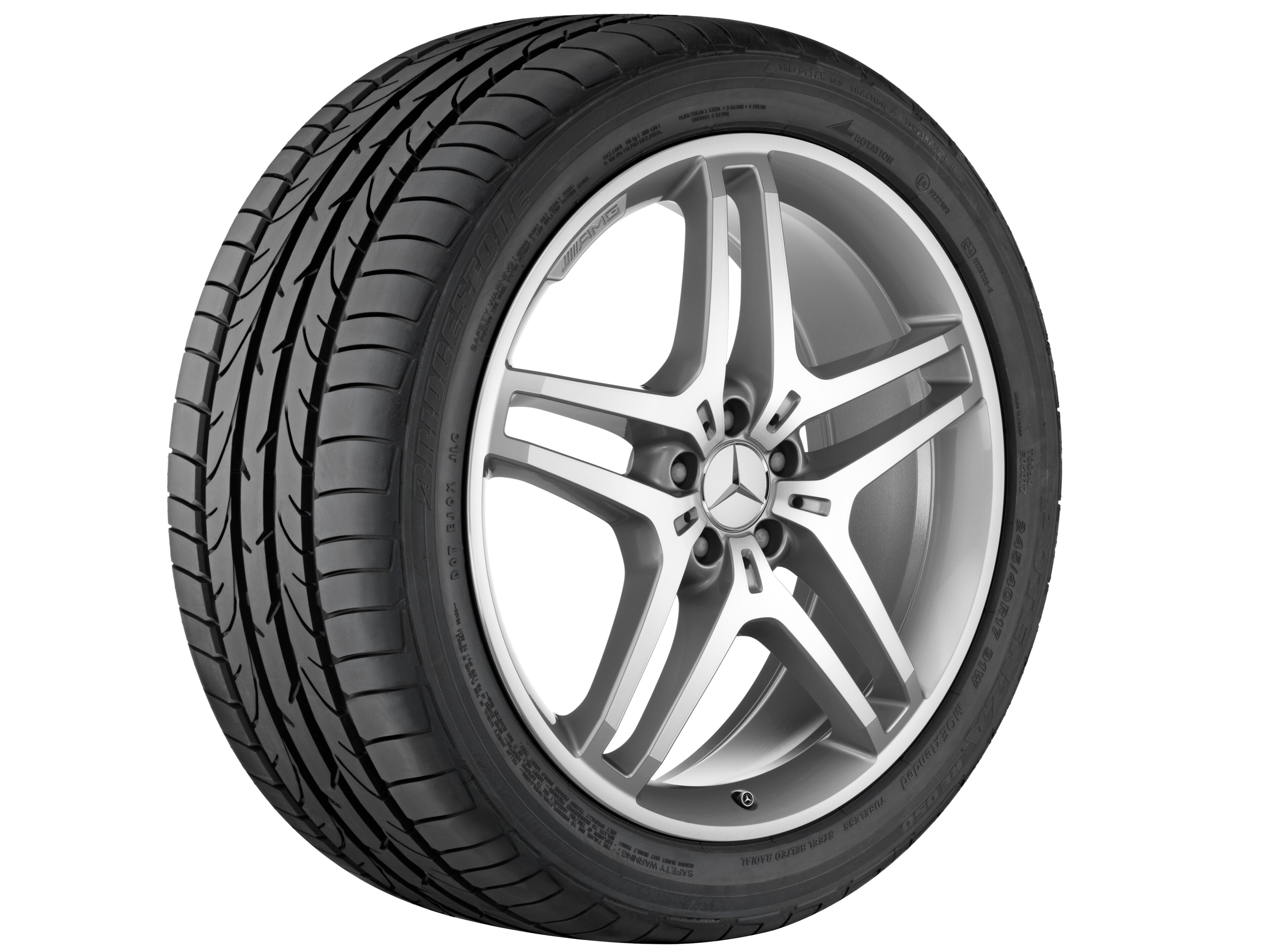 AMG 5-twin-spoke wheel, 53.3 cm (21-inch) - 9 J x 21 ET 53, titanium grey, high-sheen