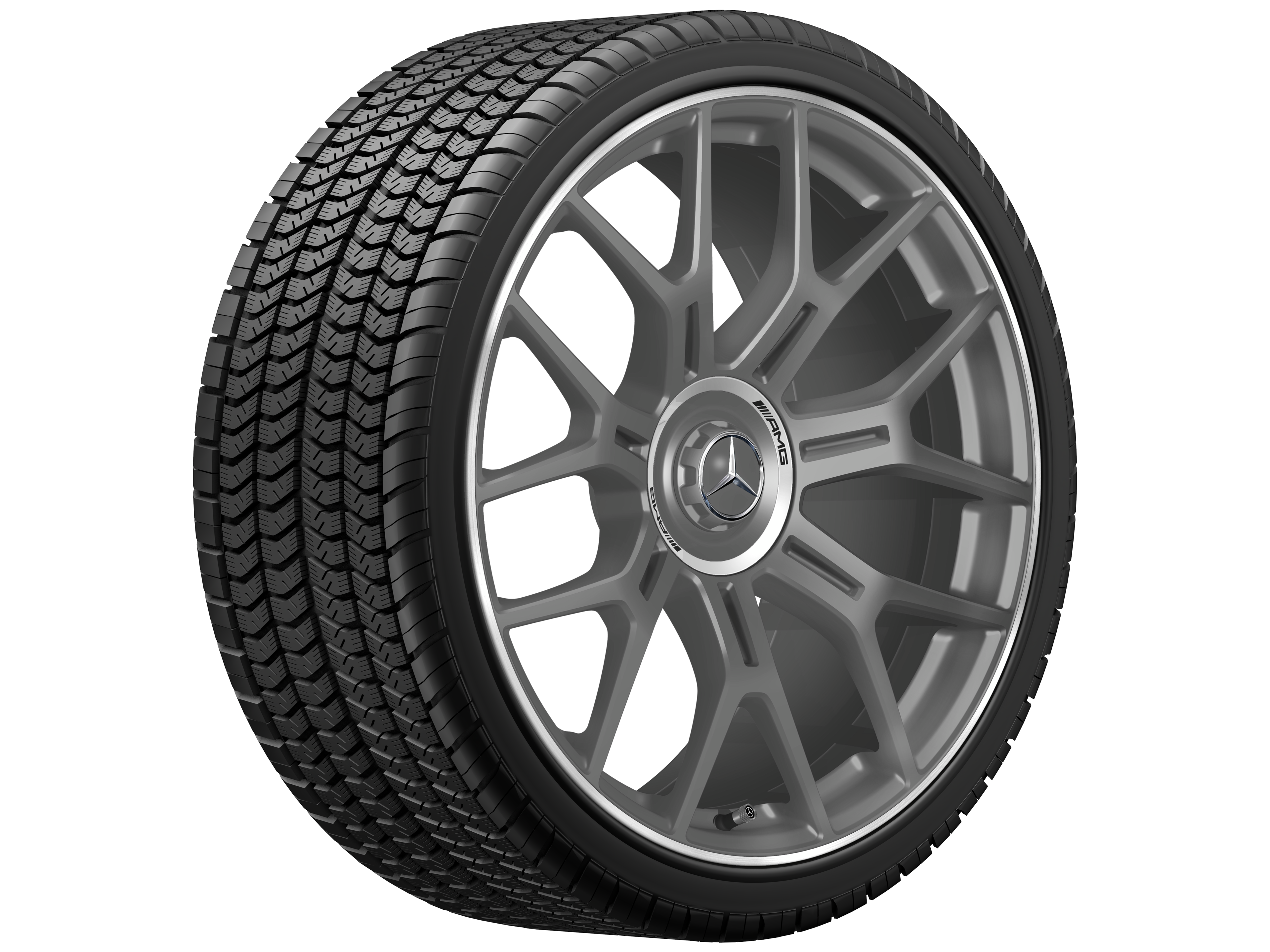 AMG forged wheel in cross-spoke design, 53.3 cm (21-inch), High-sheen rim flange - 10 J x 21 ET 24, matt titanium grey, high-sheen rim flange
