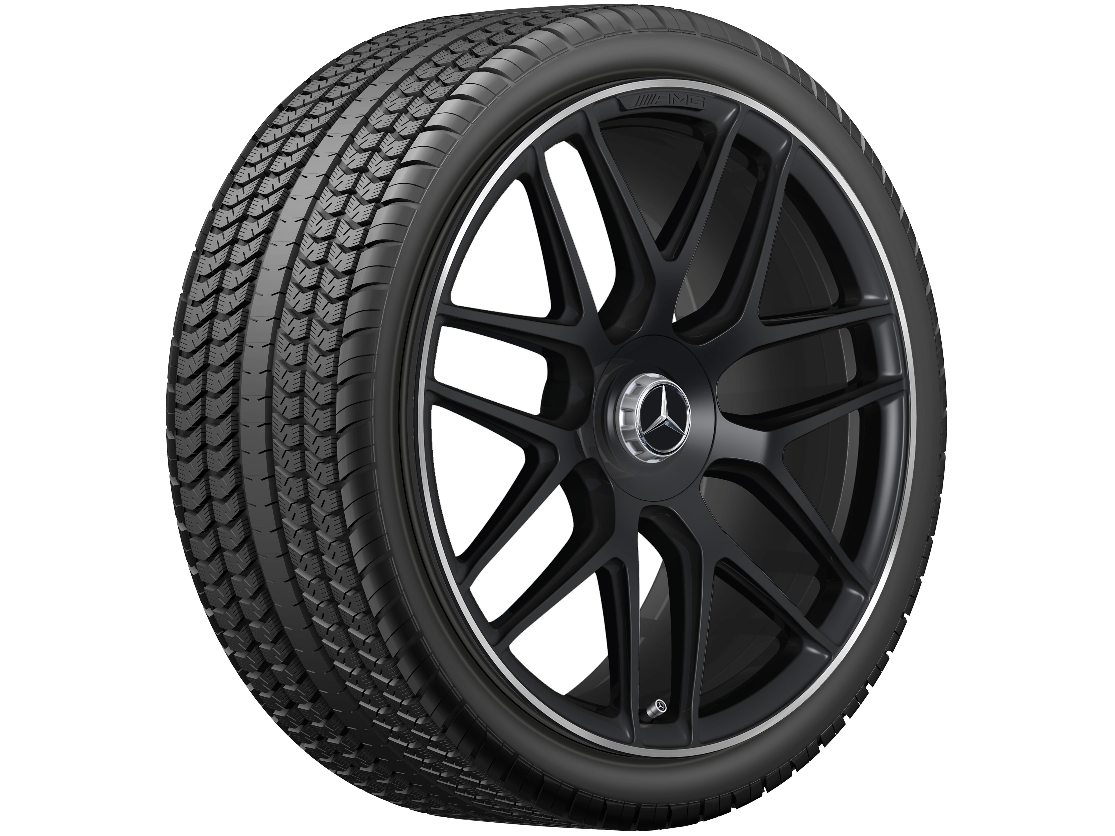 AMG forged wheel in cross-spoke design, 55.9 cm (22-inch), High-sheen rim flange - 10 J x 22 ET 55, matt black, high-sheen rim flange