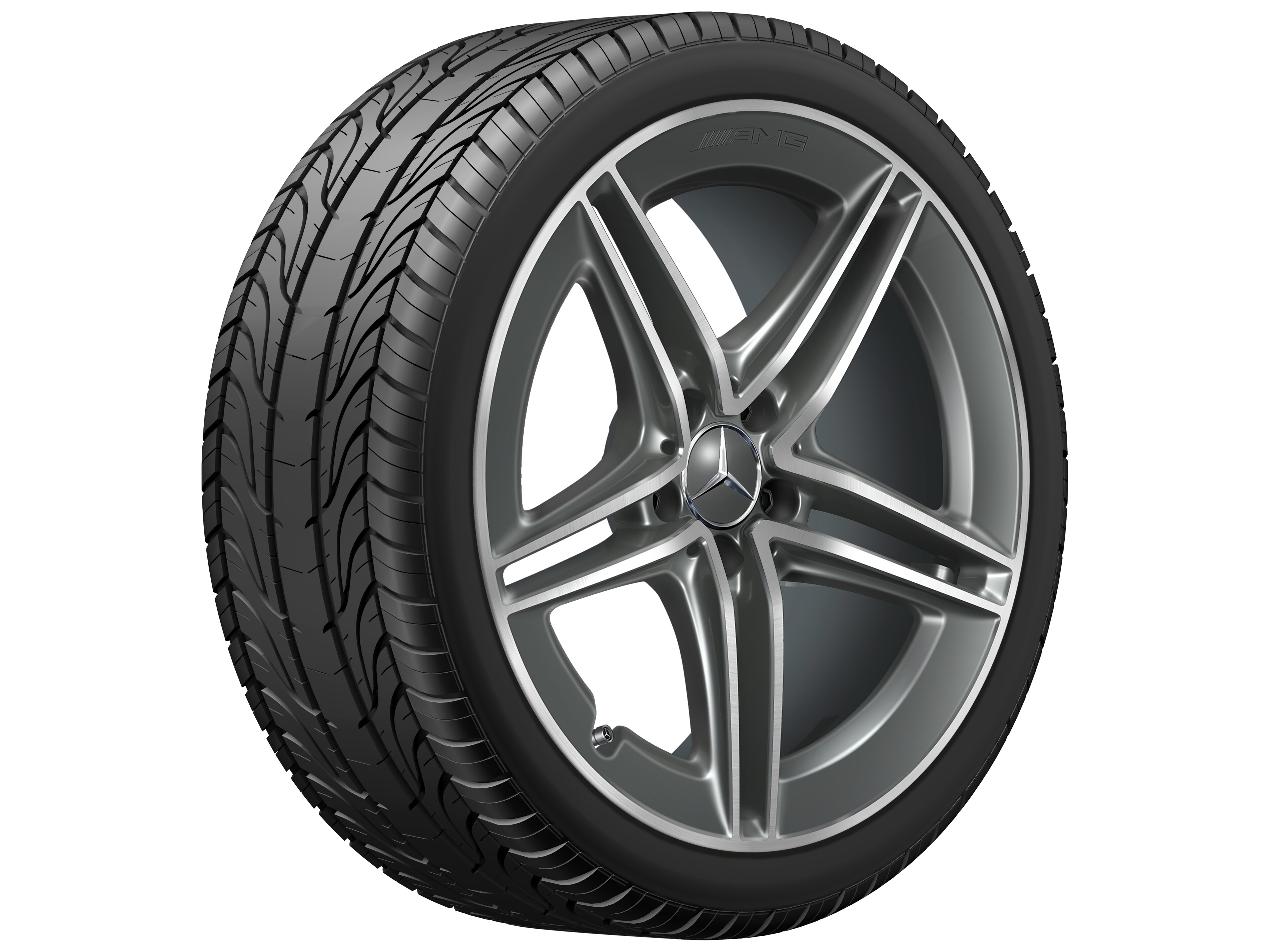 AMG 5-twin-spoke wheel, 48.3 cm (19-inch) - 9 J x 19 ET 52, tantalite grey, high-sheen