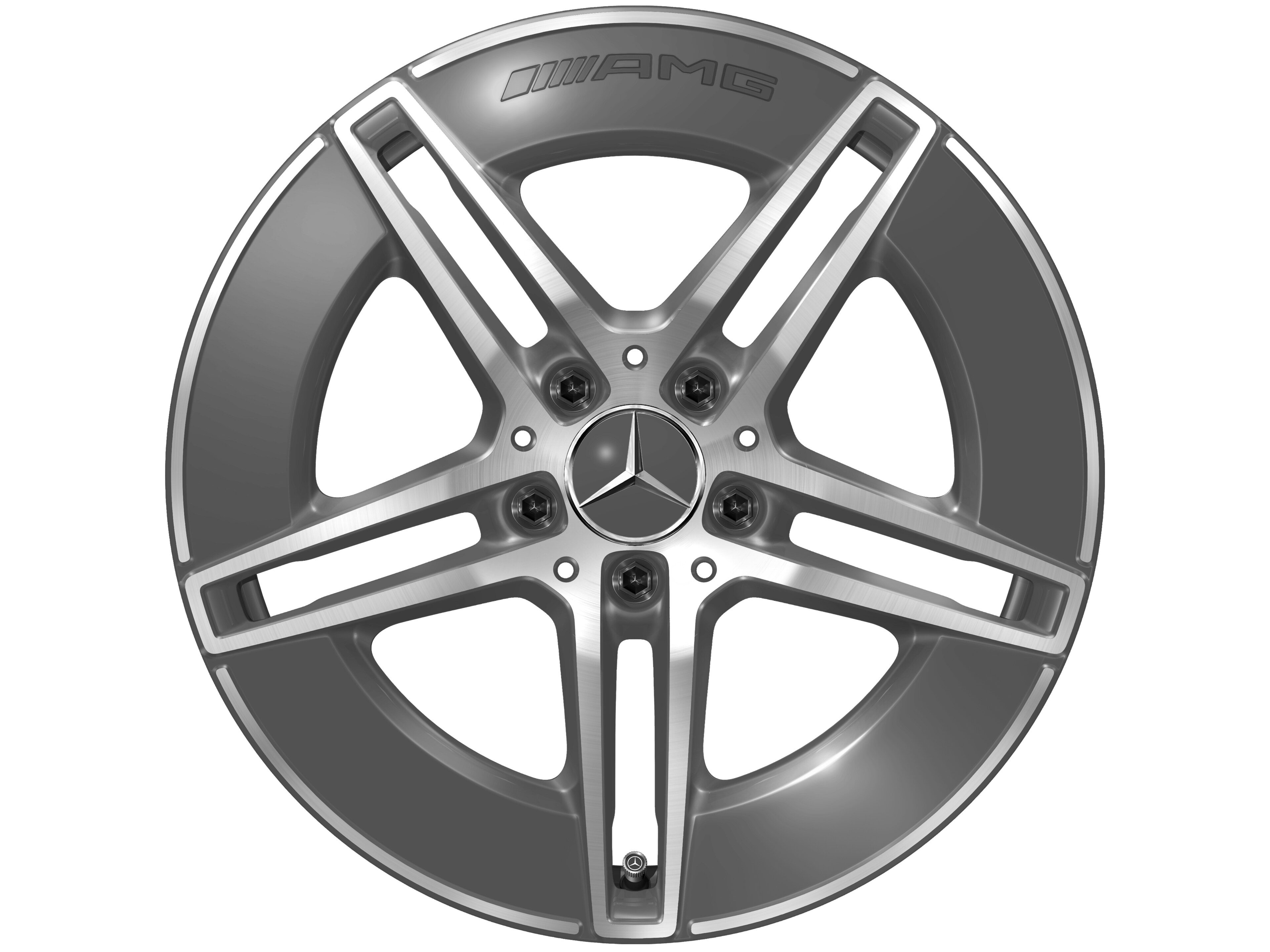 AMG 5-twin-spoke wheel, 45.7 cm (18-inch) - 9 J x 18 ET 60,5, tantalite grey, high-sheen