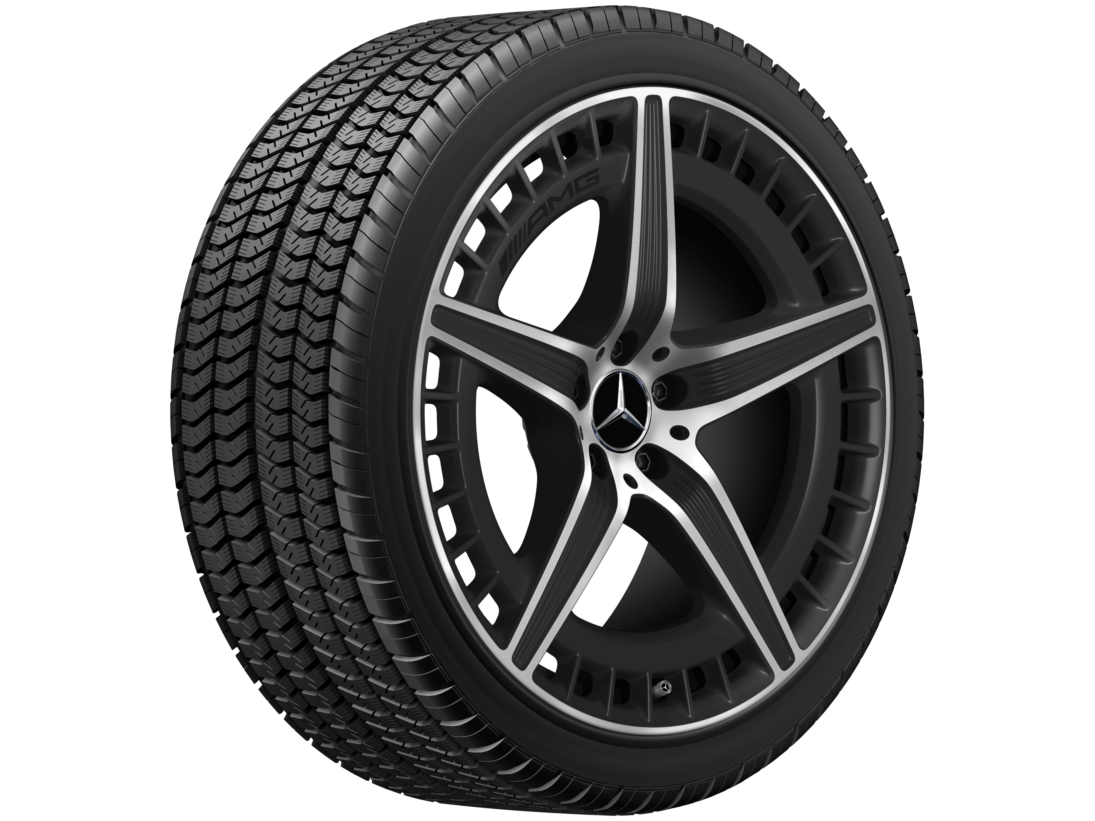 AMG 5-twin-spoke wheel, 53.3 cm (21-inch) - 9,5 J x 21 ET 42, matt black, high-sheen