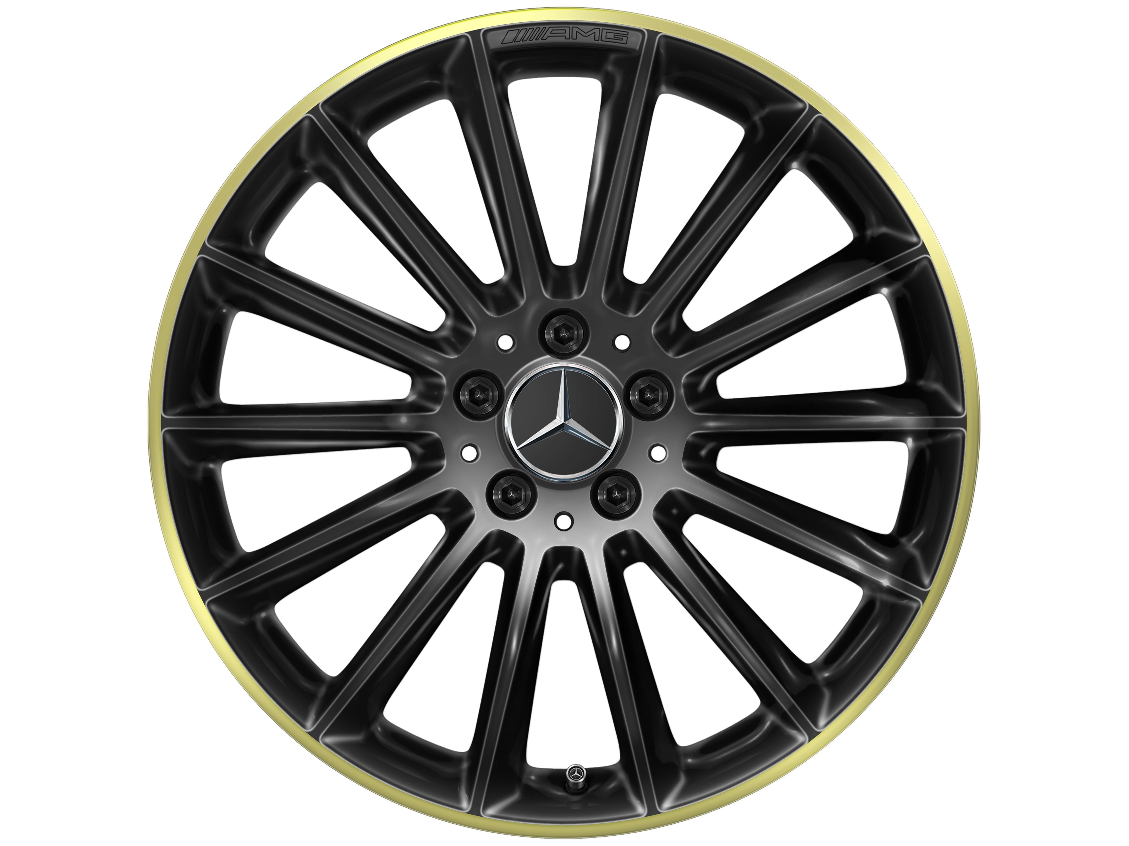 AMG multi-spoke wheel, 48.3 cm (19-inch), Rim flange, painted yellow - 7,5 J x 19 ET 49, black